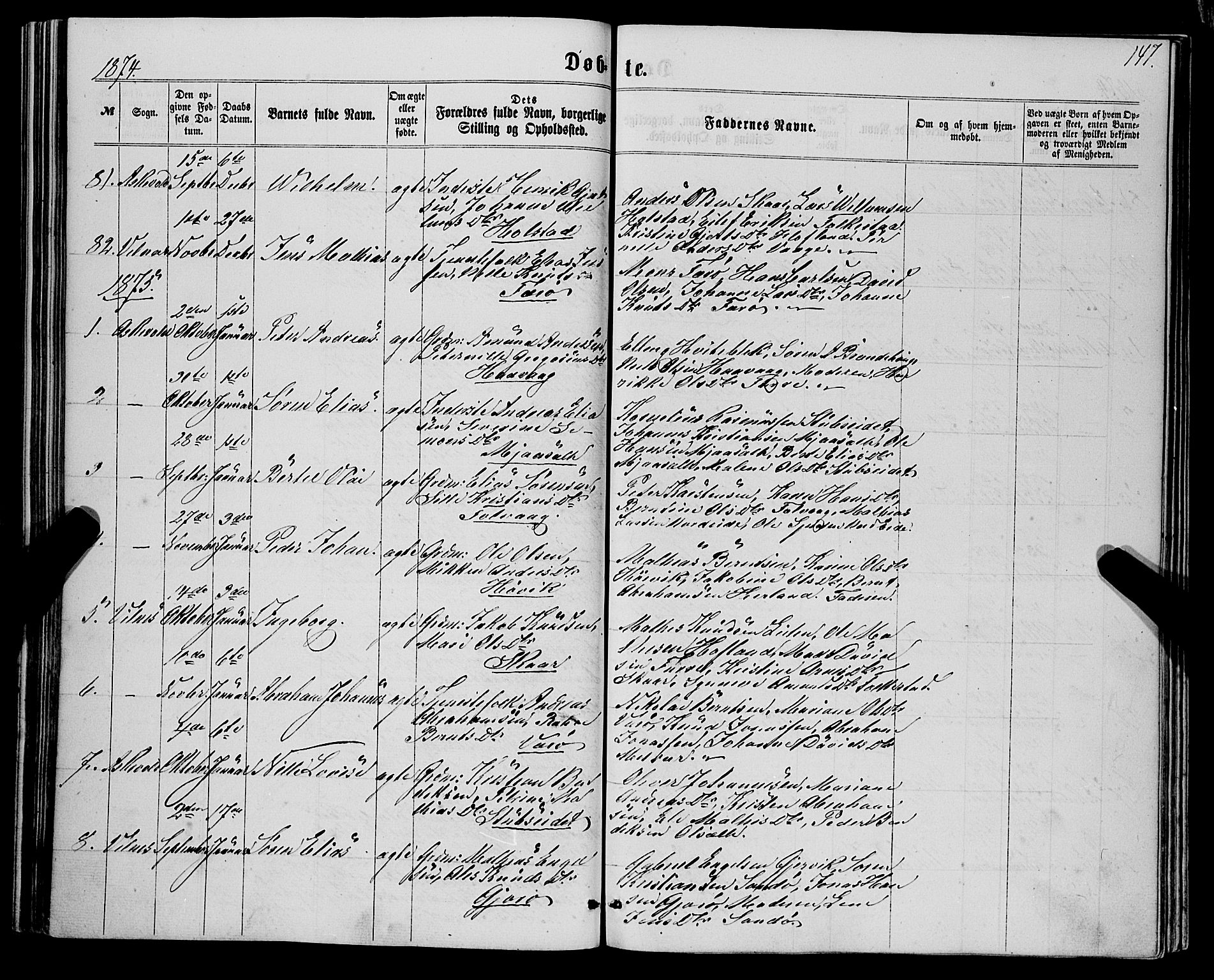 Askvoll sokneprestembete, AV/SAB-A-79501/H/Haa/Haaa/L0012: Parish register (official) no. A 12, 1859-1878, p. 147