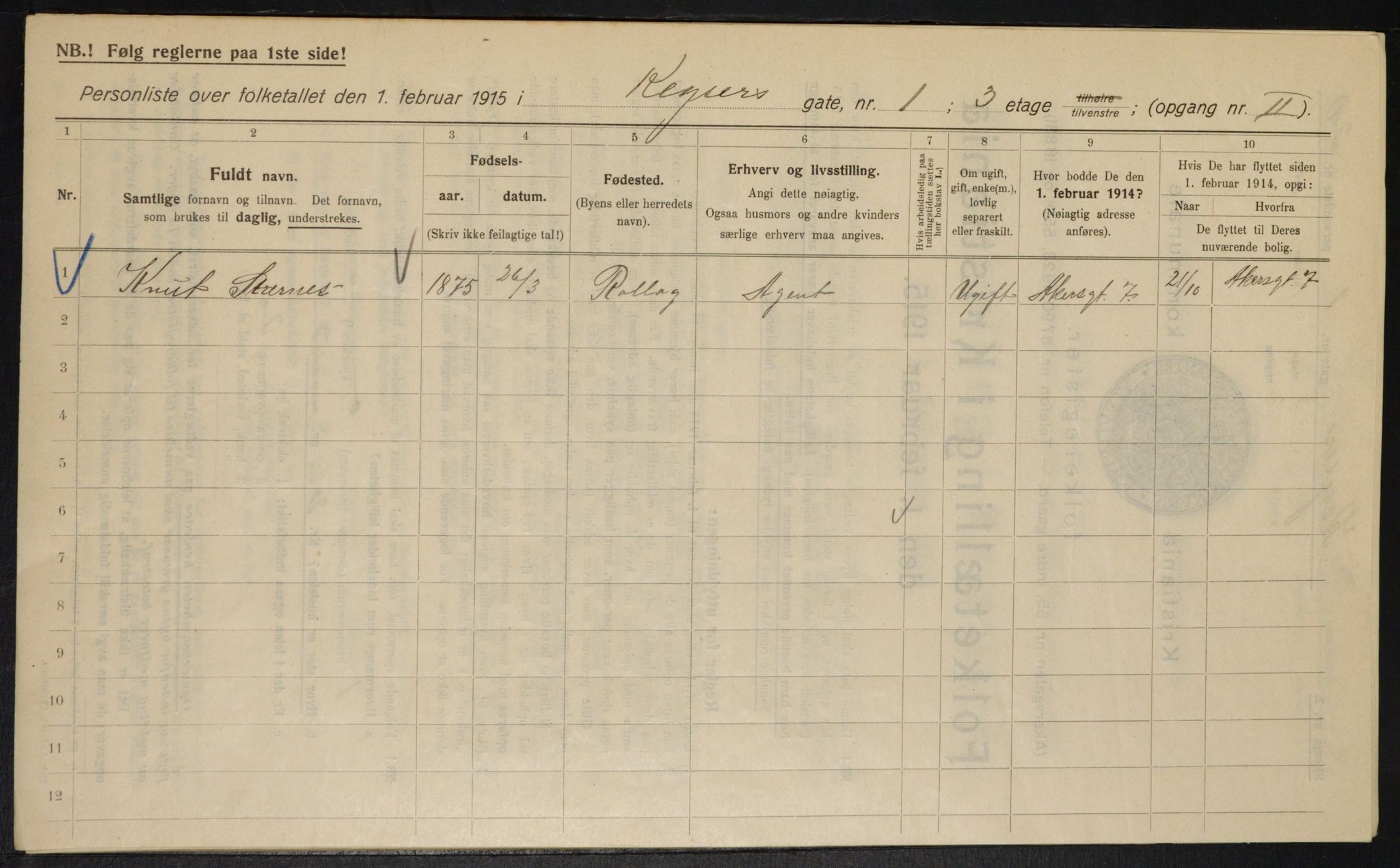 OBA, Municipal Census 1915 for Kristiania, 1915, p. 48728