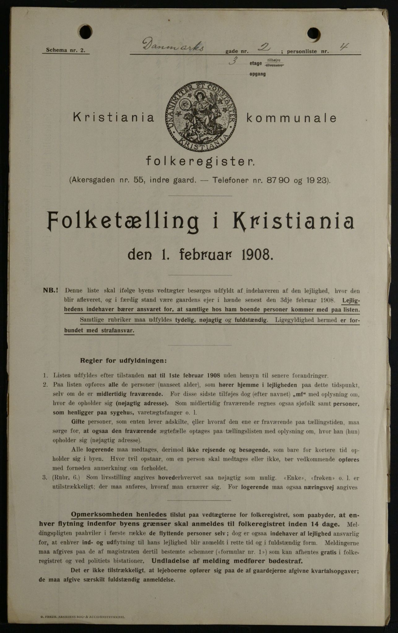 OBA, Municipal Census 1908 for Kristiania, 1908, p. 13633