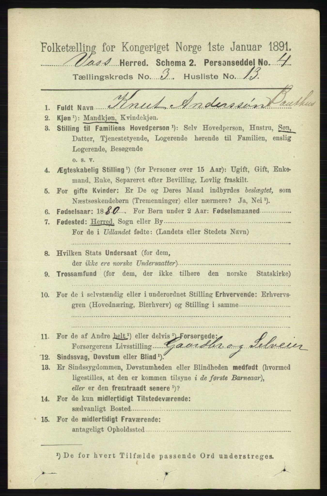 RA, 1891 census for 1235 Voss, 1891, p. 1271