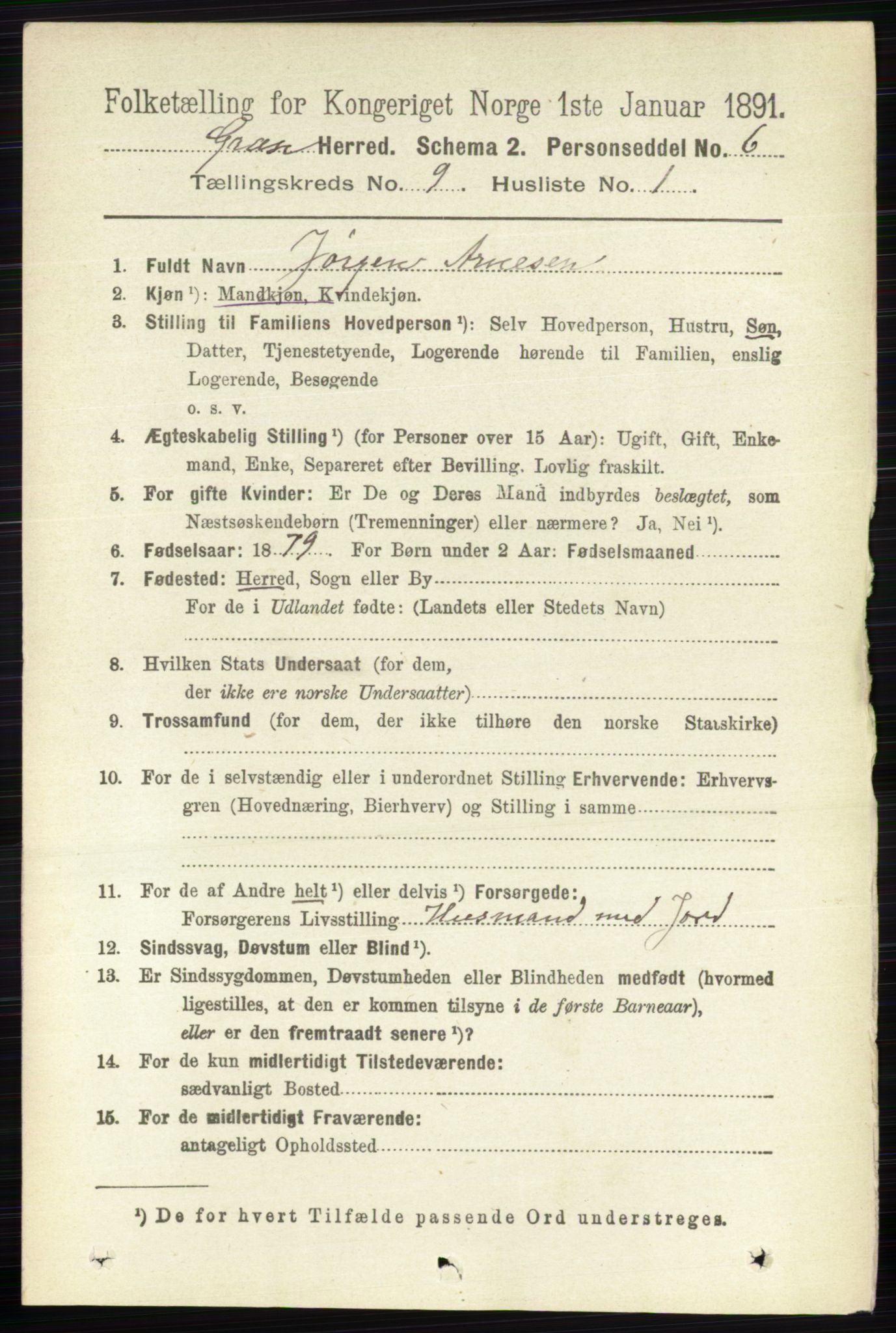 RA, 1891 census for 0534 Gran, 1891, p. 4143