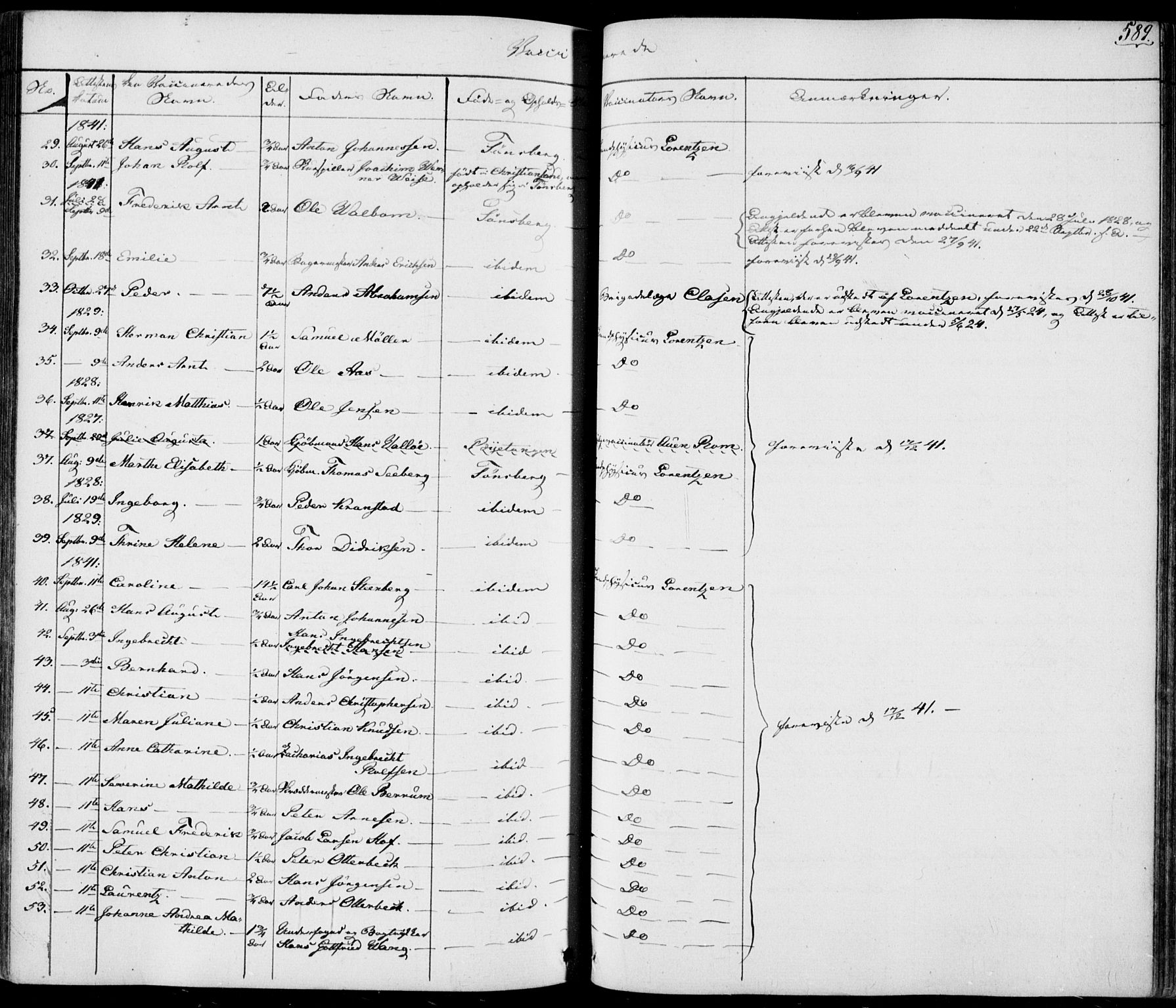 Tønsberg kirkebøker, AV/SAKO-A-330/F/Fa/L0006: Parish register (official) no. I 6, 1836-1844, p. 589