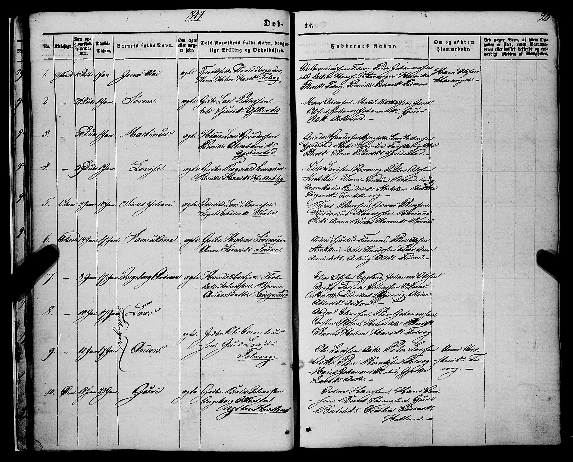 Askvoll sokneprestembete, SAB/A-79501/H/Haa/Haaa/L0011/0001: Parish register (official) no. A 11 I, 1845-1864, p. 25