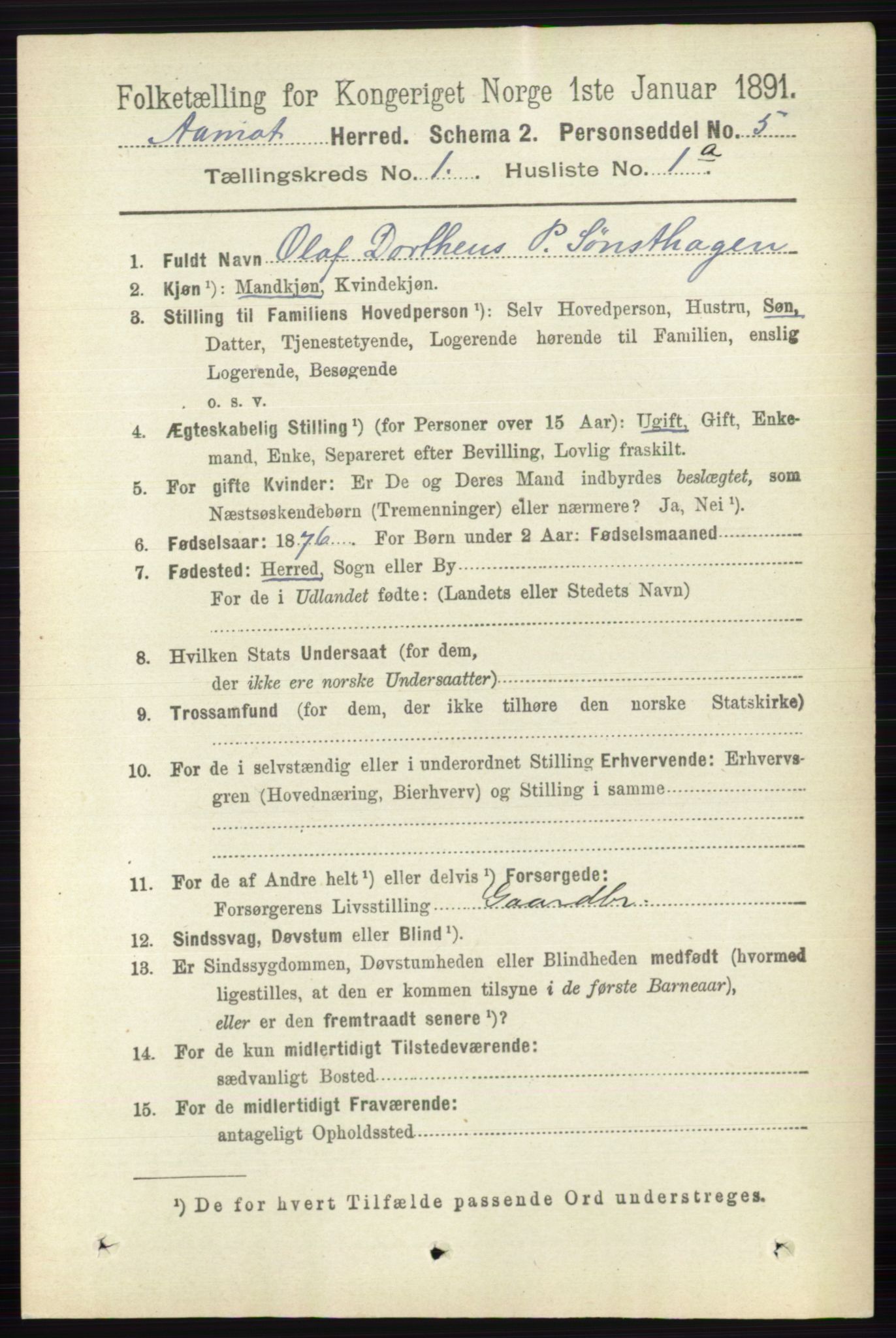 RA, 1891 census for 0429 Åmot, 1891, p. 137