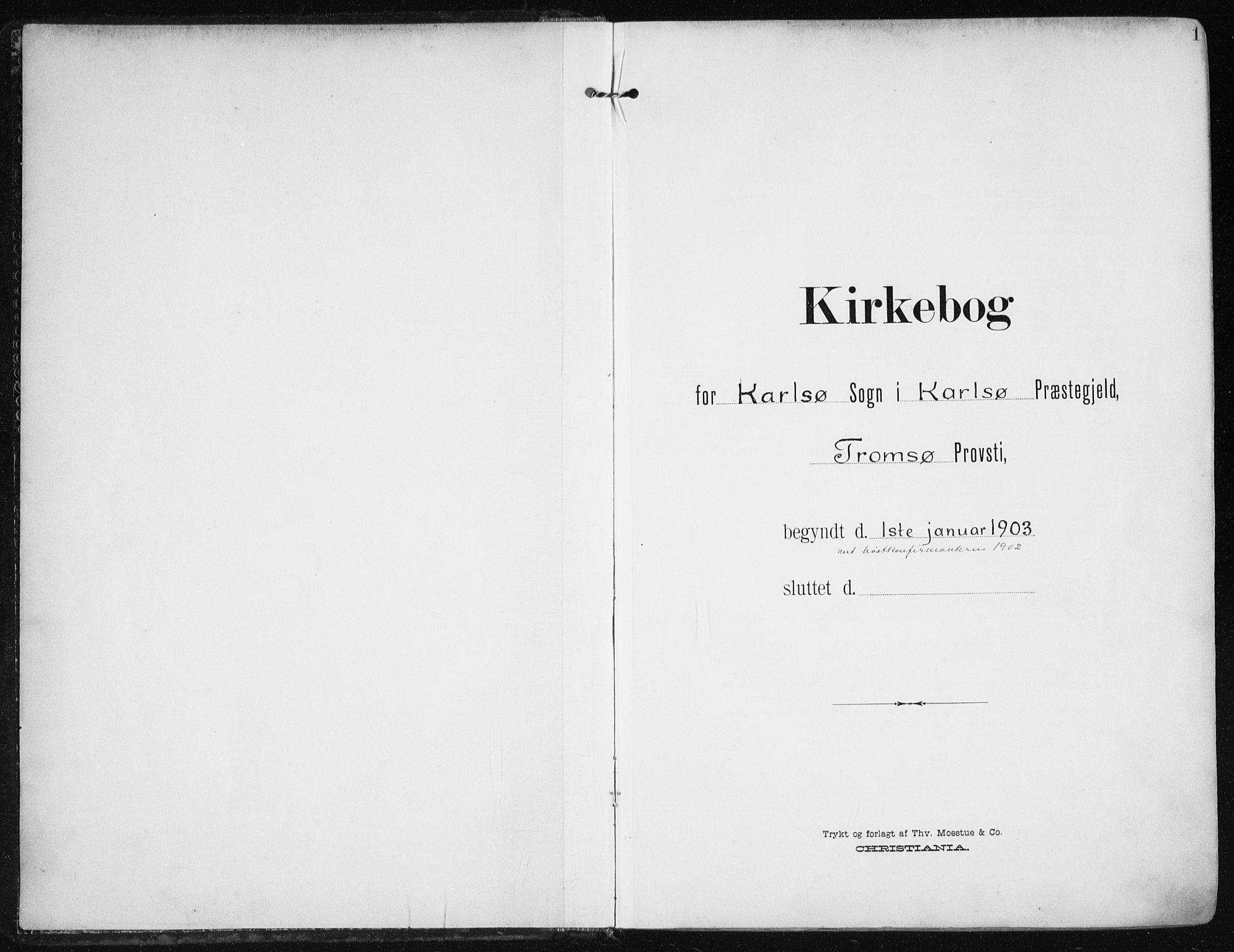 Karlsøy sokneprestembete, SATØ/S-1299/H/Ha/Haa/L0014kirke: Parish register (official) no. 14, 1903-1917, p. 1