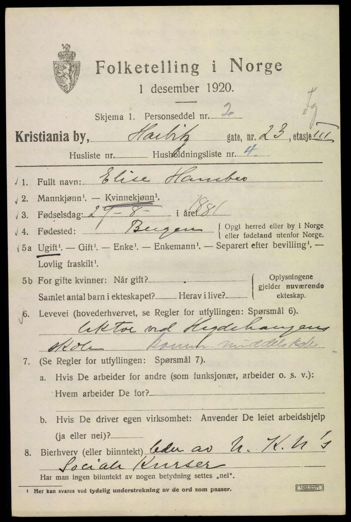 SAO, 1920 census for Kristiania, 1920, p. 271787