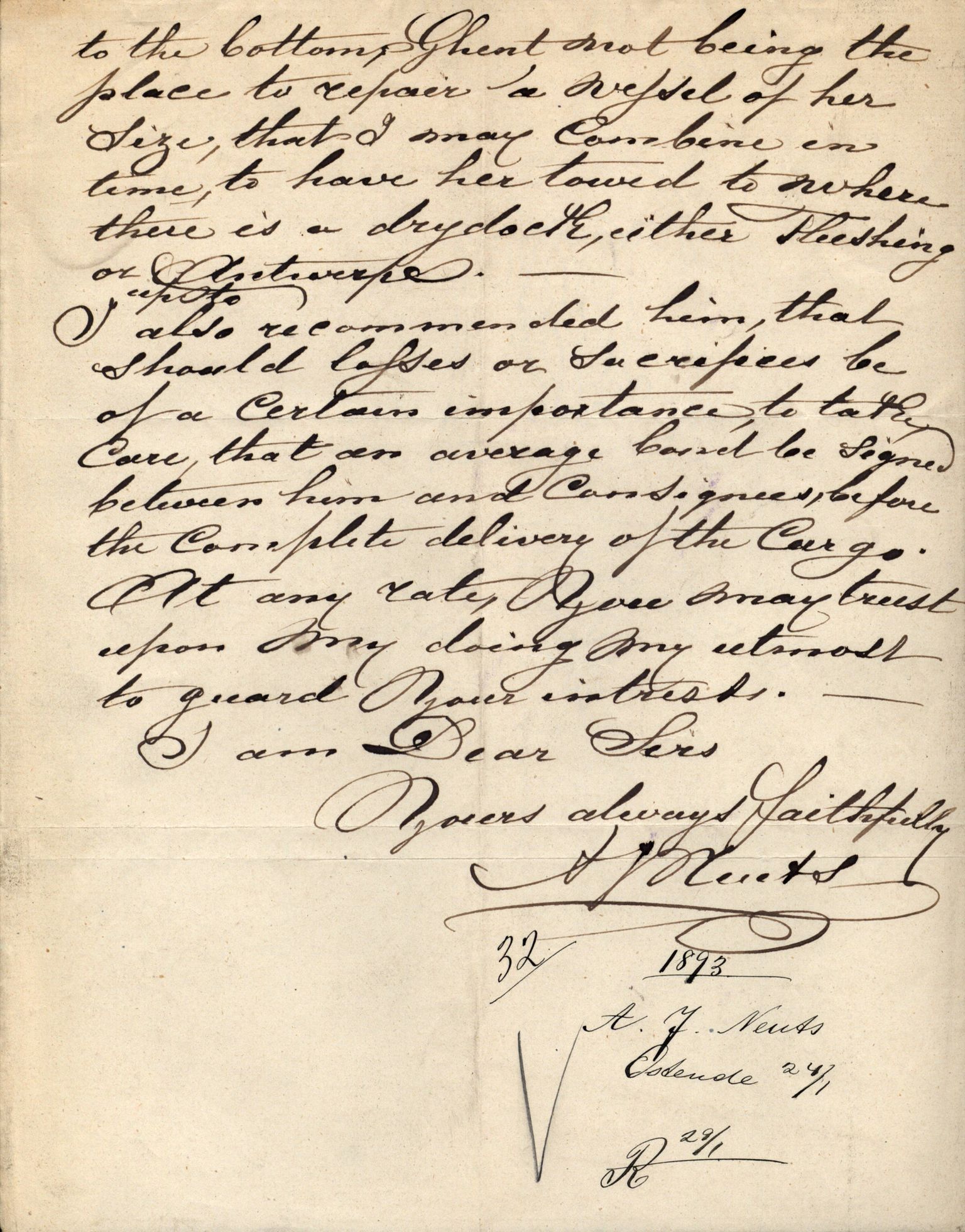 Pa 63 - Østlandske skibsassuranceforening, VEMU/A-1079/G/Ga/L0030/0007: Havaridokumenter / Furu, Magnhild, Magnolia, Havfruen, Tichborne, 1893, p. 60