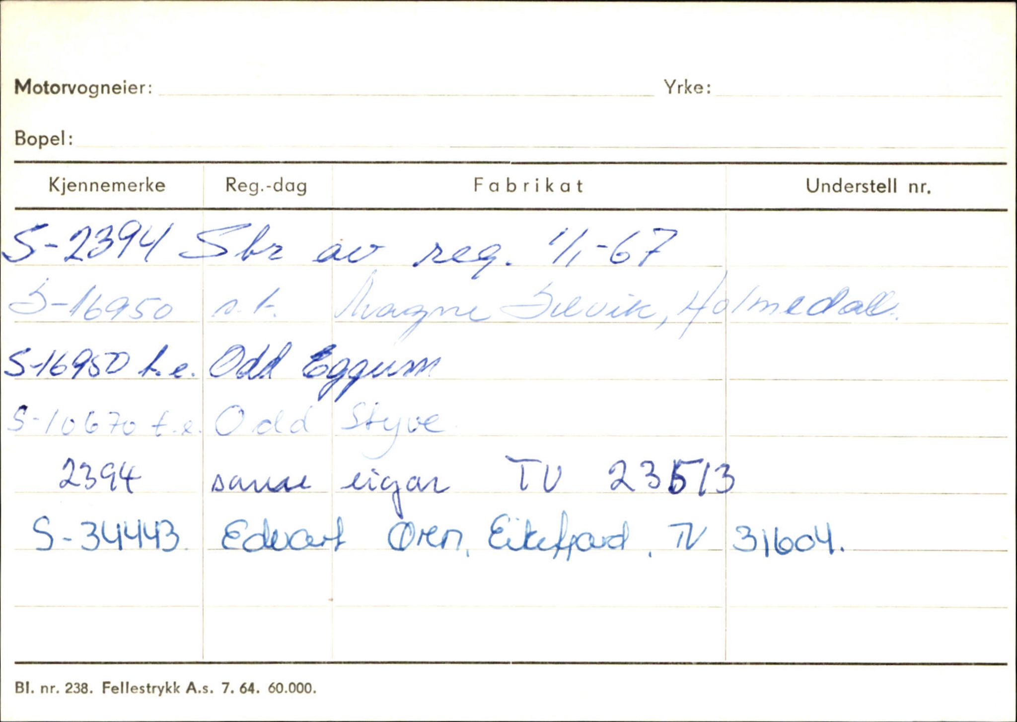 Statens vegvesen, Sogn og Fjordane vegkontor, SAB/A-5301/4/F/L0126: Eigarregister Fjaler M-Å. Leikanger A-Å, 1945-1975, p. 454