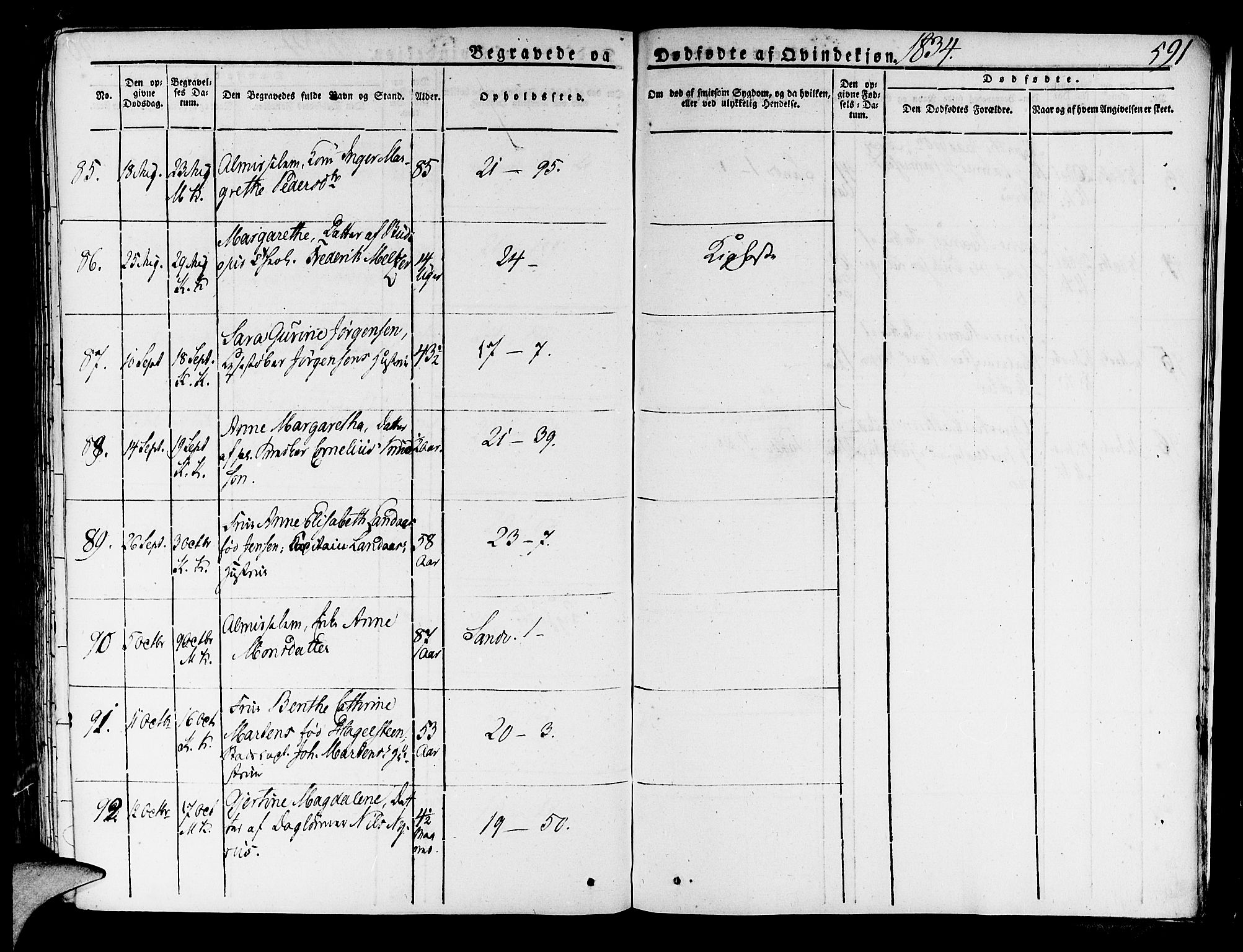 Korskirken sokneprestembete, AV/SAB-A-76101/H/Haa/L0014: Parish register (official) no. A 14, 1823-1835, p. 591