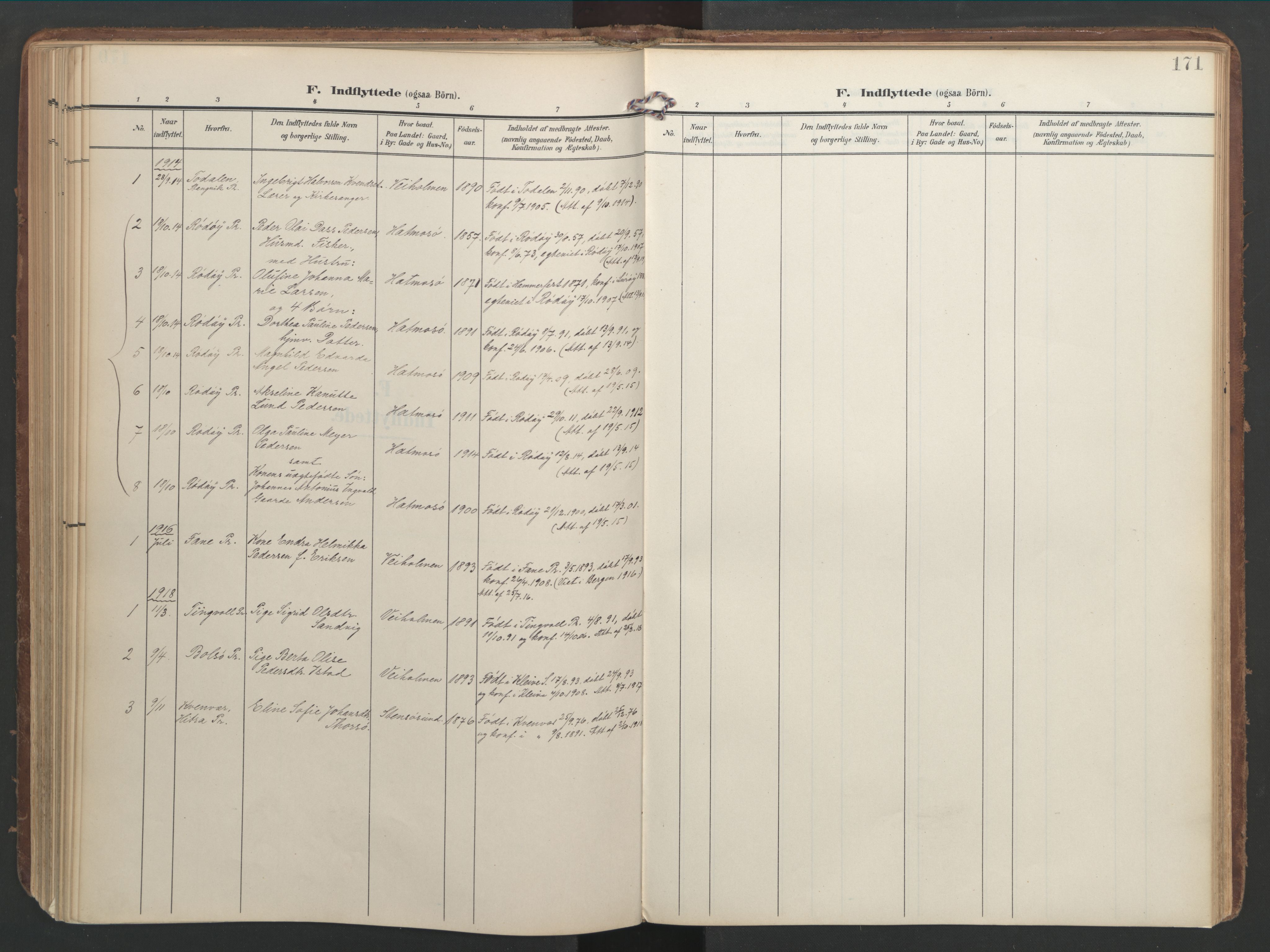 Ministerialprotokoller, klokkerbøker og fødselsregistre - Møre og Romsdal, AV/SAT-A-1454/583/L0955: Parish register (official) no. 583A02, 1907-1926, p. 171