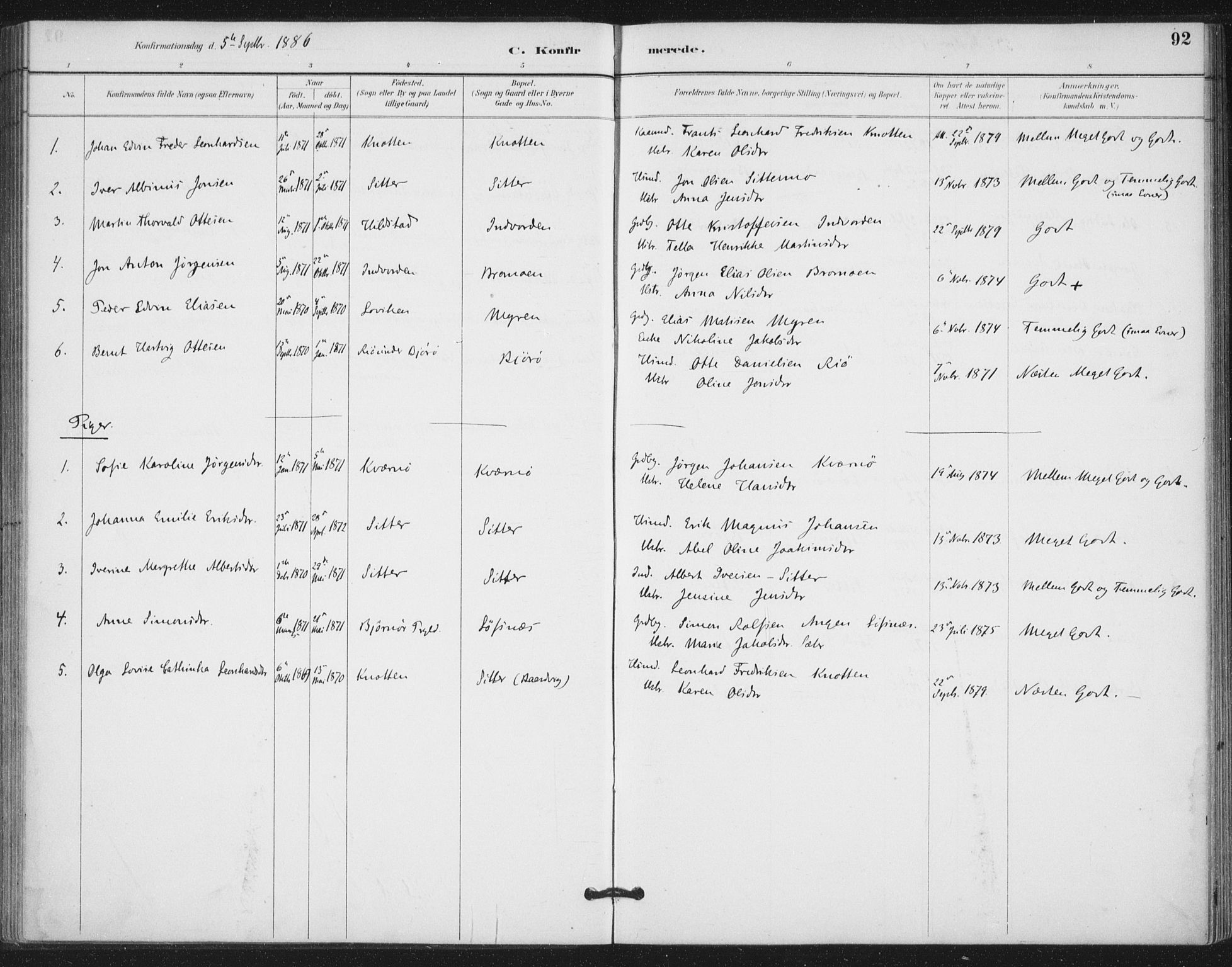 Ministerialprotokoller, klokkerbøker og fødselsregistre - Nord-Trøndelag, SAT/A-1458/772/L0603: Parish register (official) no. 772A01, 1885-1912, p. 92