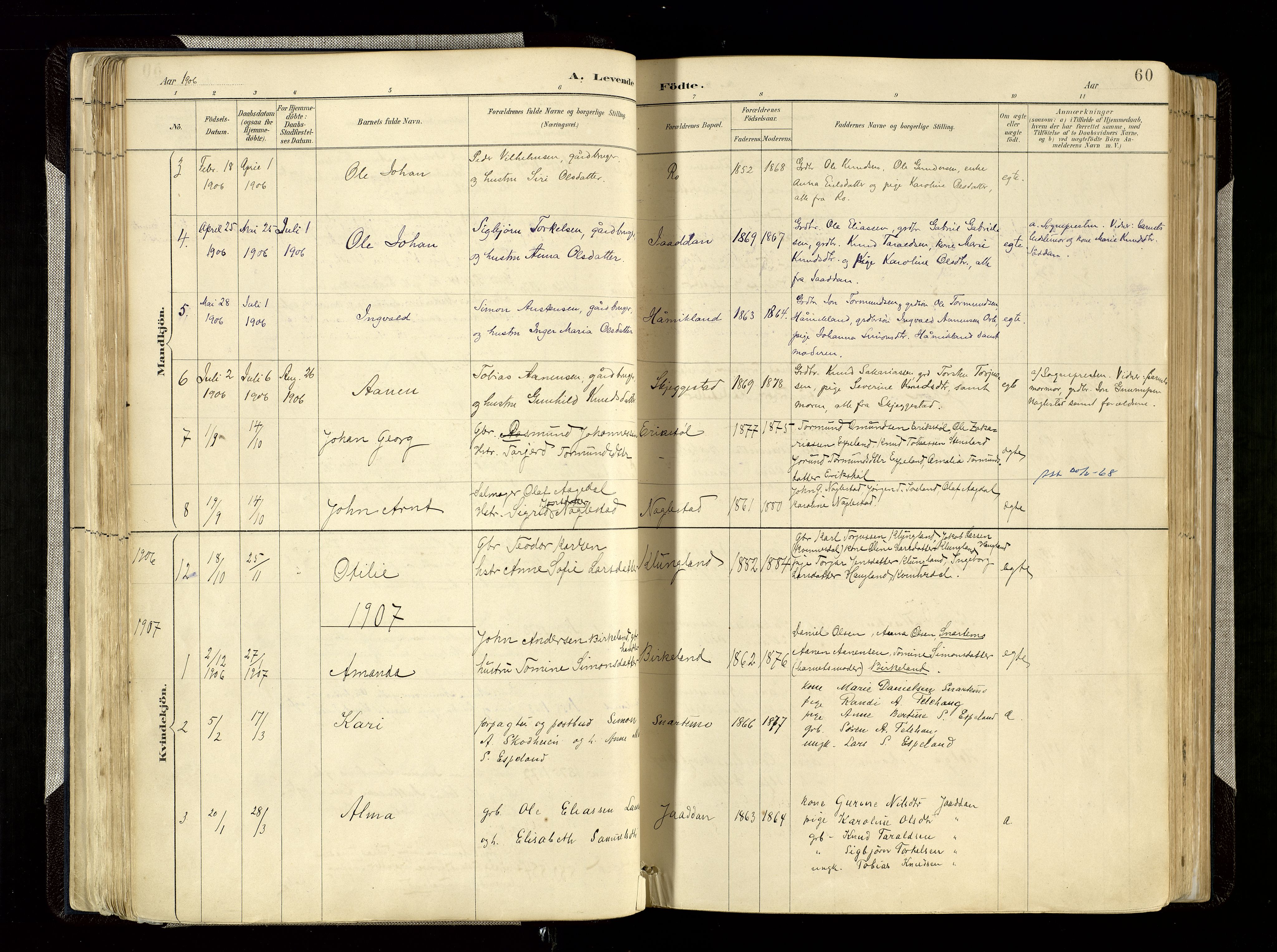 Hægebostad sokneprestkontor, SAK/1111-0024/F/Fa/Faa/L0006: Parish register (official) no. A 6, 1887-1929, p. 60