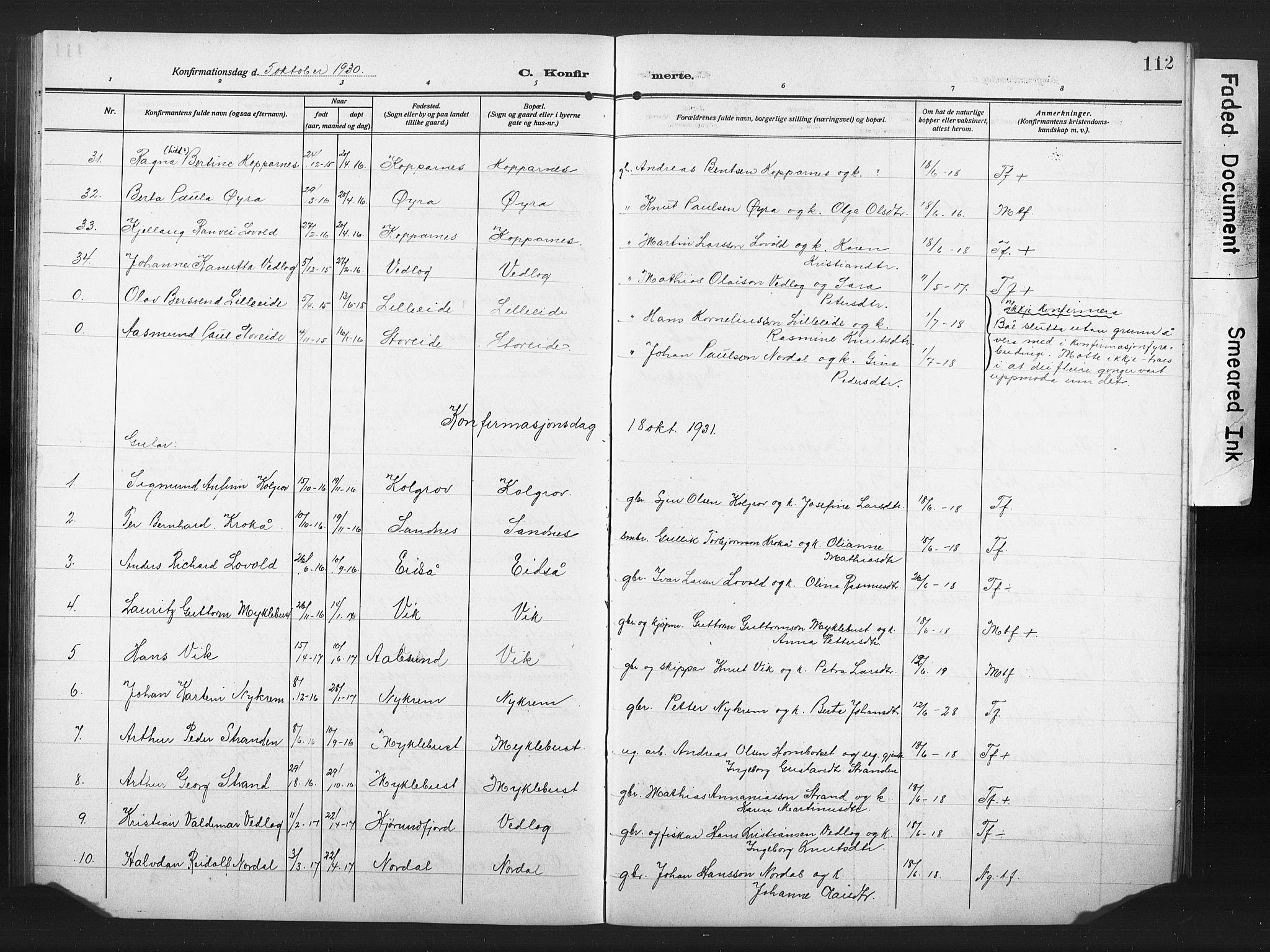 Ministerialprotokoller, klokkerbøker og fødselsregistre - Møre og Romsdal, AV/SAT-A-1454/502/L0028: Parish register (copy) no. 502C02, 1909-1932, p. 112