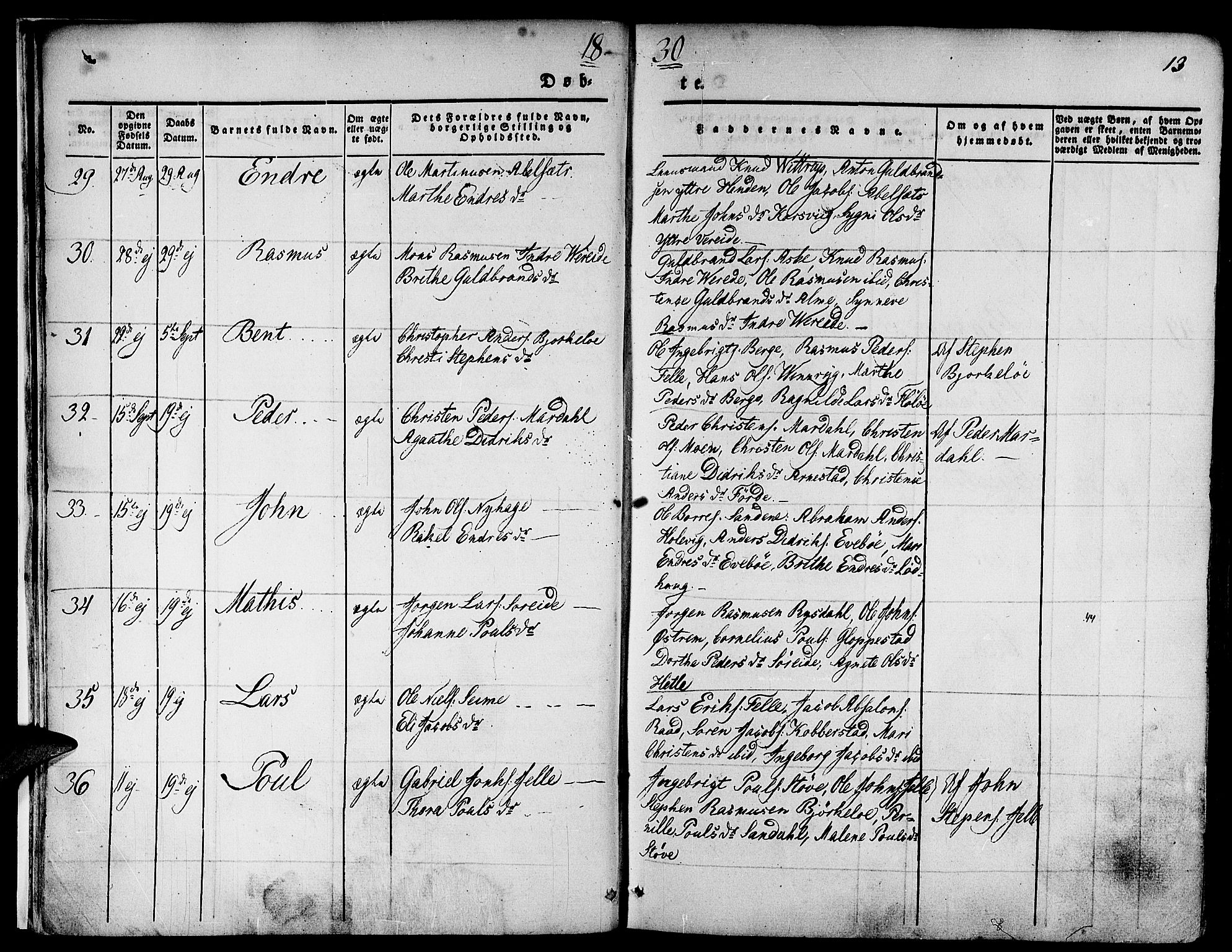 Gloppen sokneprestembete, SAB/A-80101/H/Haa/Haaa/L0007: Parish register (official) no. A 7, 1827-1837, p. 13
