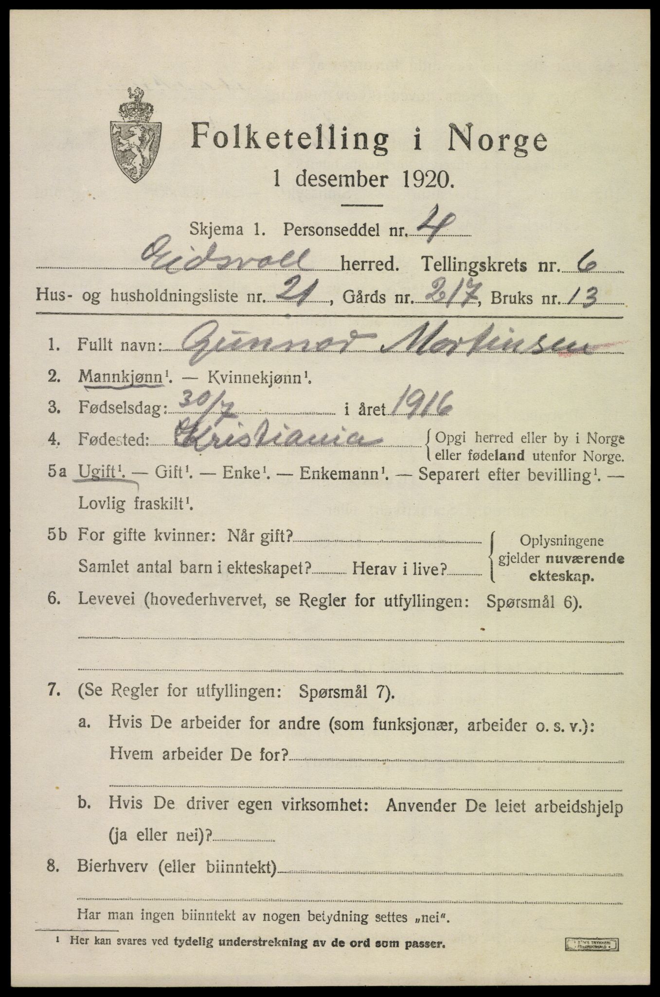 SAO, 1920 census for Eidsvoll, 1920, p. 10941