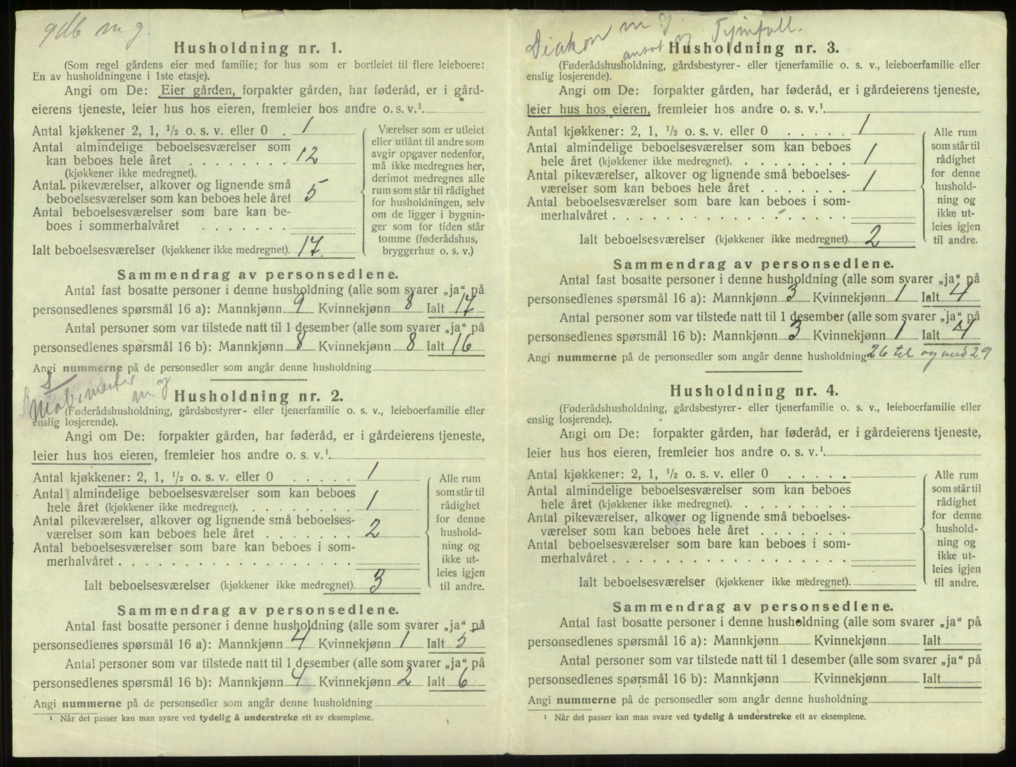 SAB, 1920 census for Årdal, 1920, p. 464