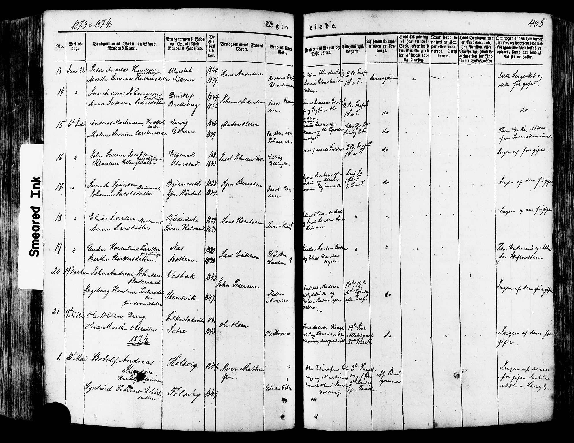 Ministerialprotokoller, klokkerbøker og fødselsregistre - Møre og Romsdal, SAT/A-1454/511/L0140: Parish register (official) no. 511A07, 1851-1878, p. 435