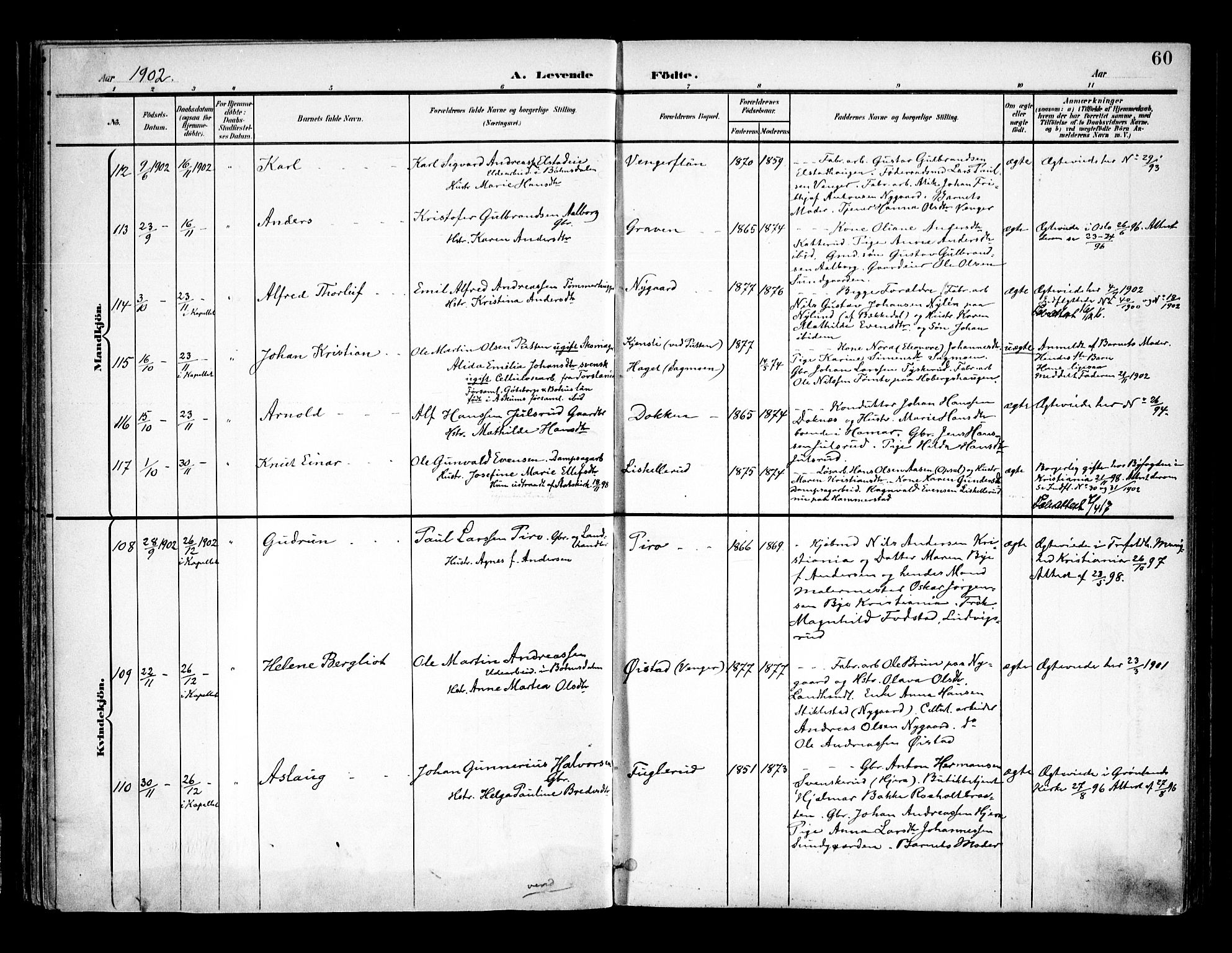 Eidsvoll prestekontor Kirkebøker, AV/SAO-A-10888/F/Fa/L0006: Parish register (official) no. I 6, 1900-1907, p. 60