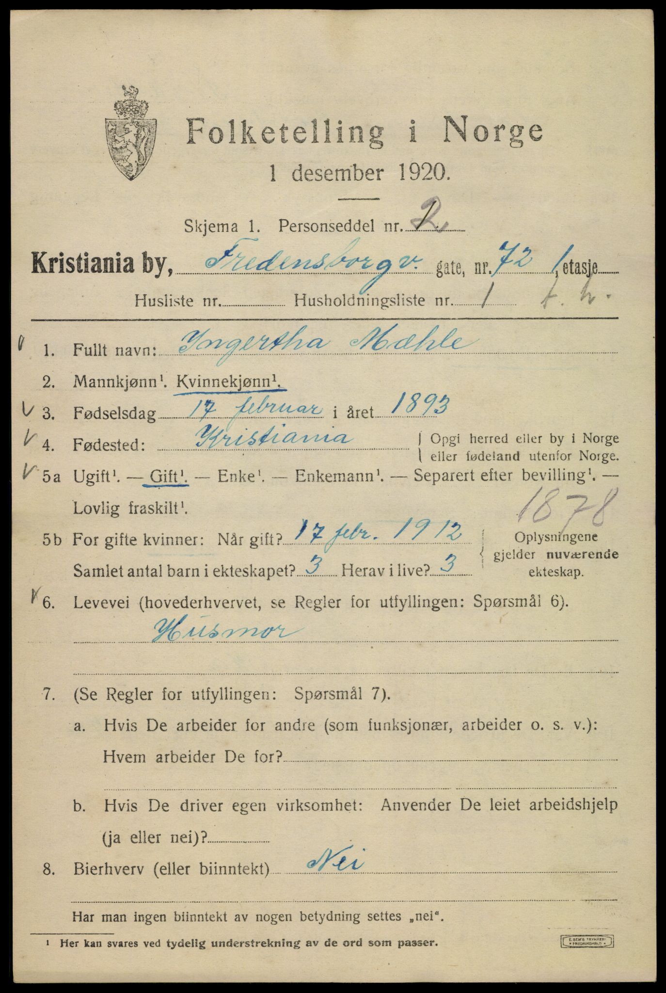 SAO, 1920 census for Kristiania, 1920, p. 237169