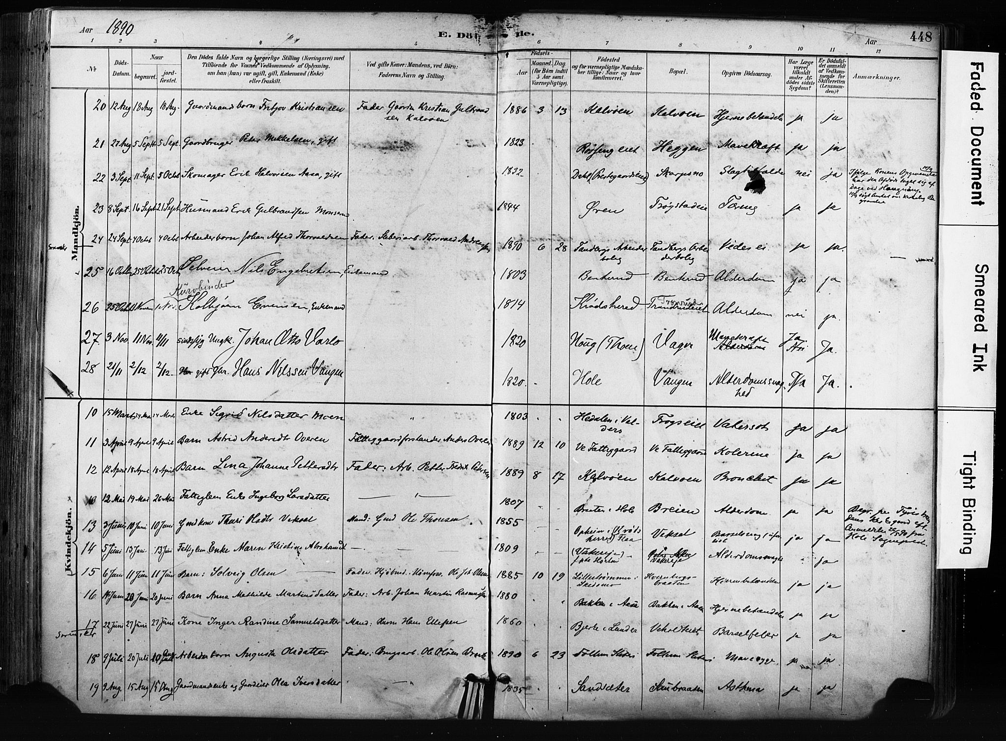 Norderhov kirkebøker, AV/SAKO-A-237/F/Fa/L0016: Parish register (official) no. 16, 1885-1902, p. 448