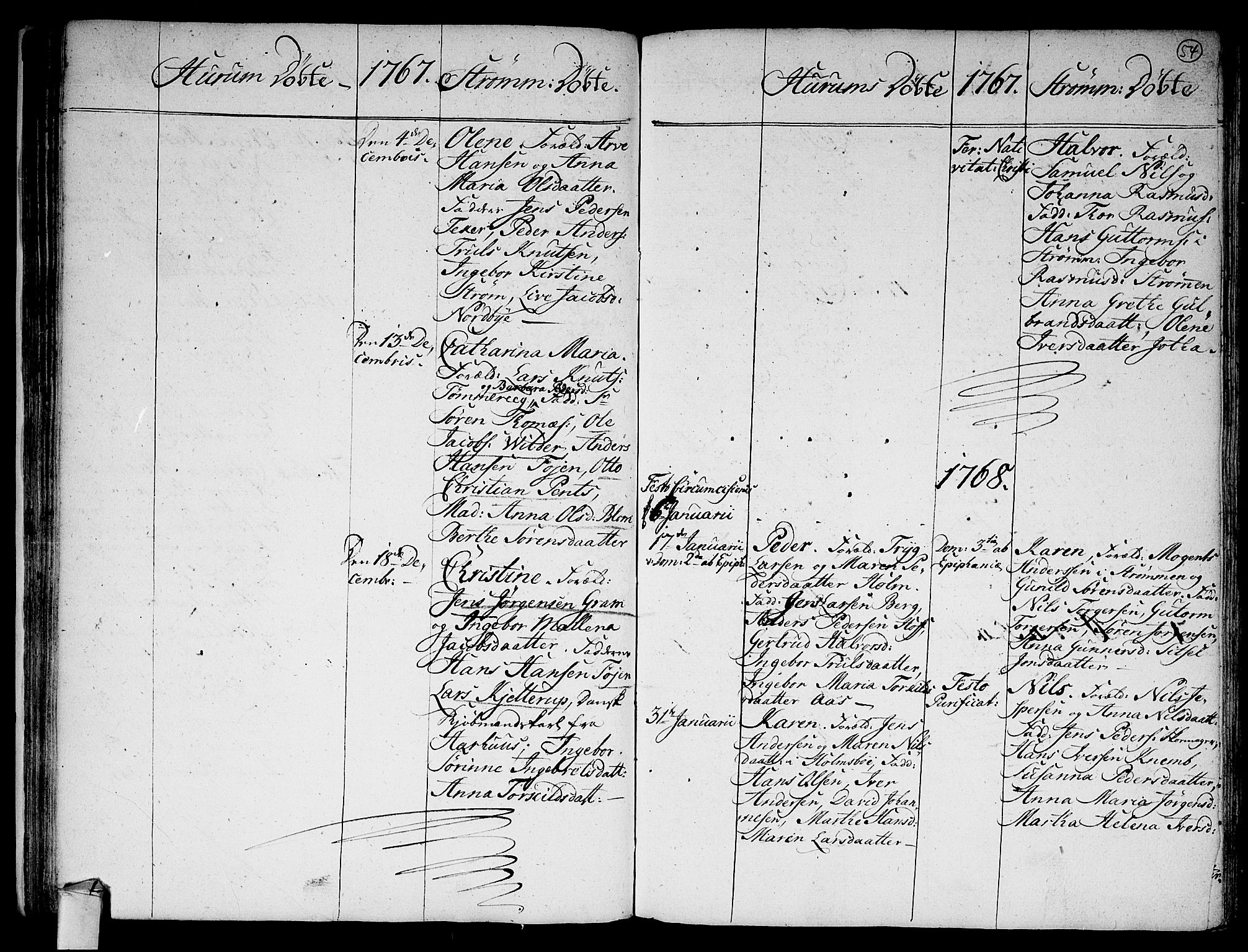Hurum kirkebøker, SAKO/A-229/F/Fa/L0006: Parish register (official) no. 6, 1756-1770, p. 54
