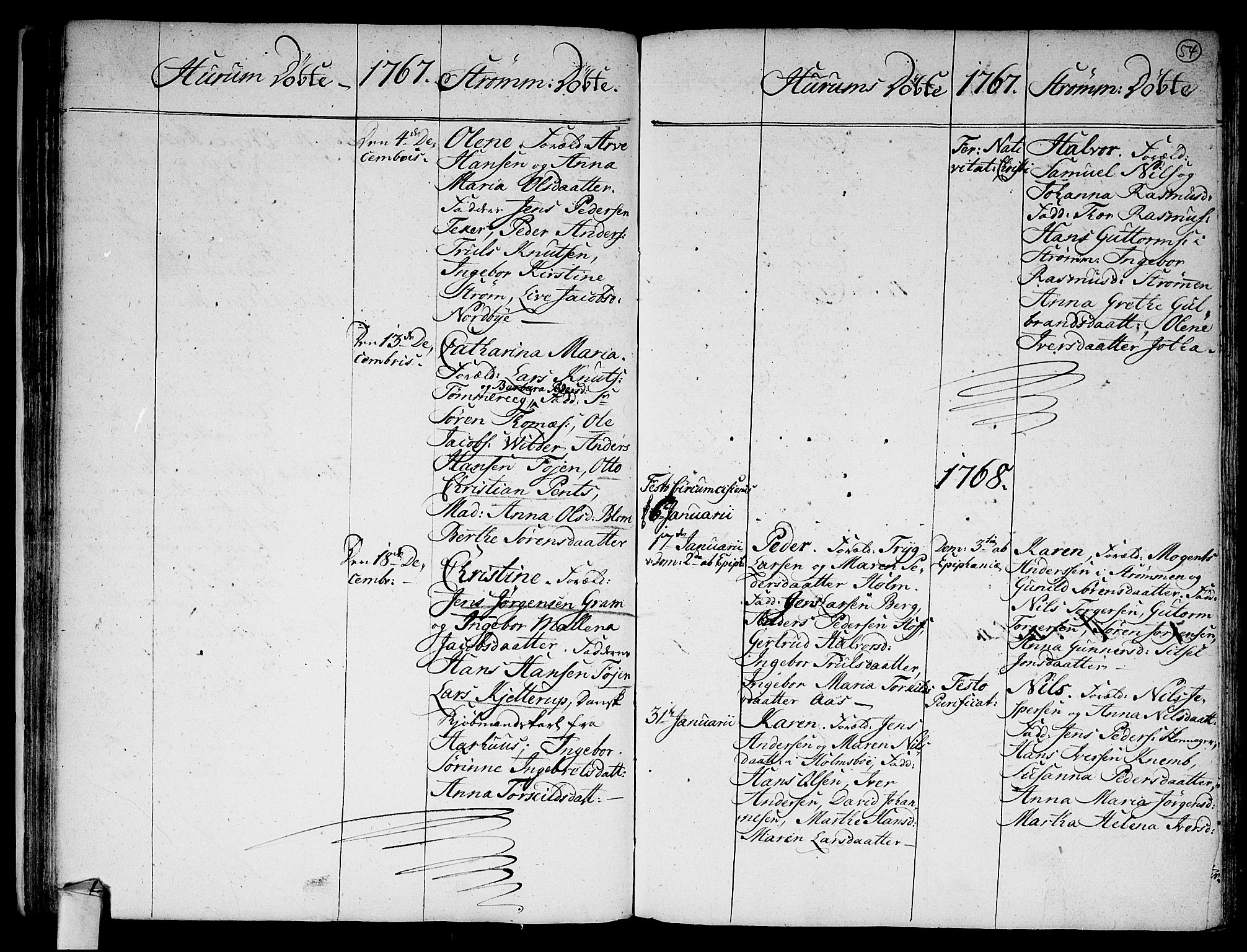 Hurum kirkebøker, AV/SAKO-A-229/F/Fa/L0006: Parish register (official) no. 6, 1756-1770, p. 54