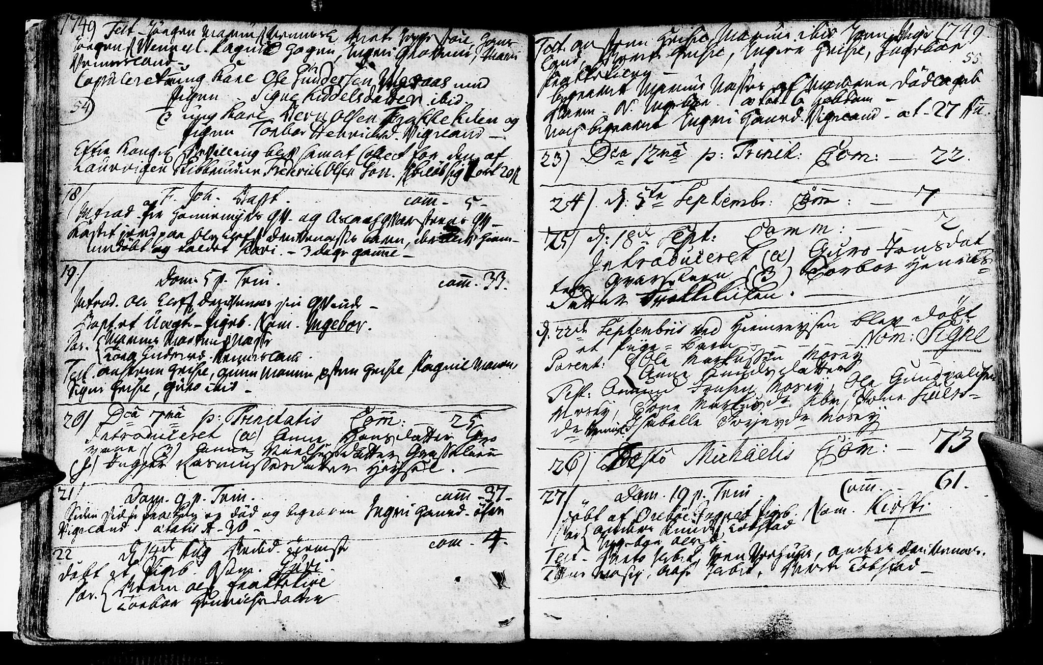 Vennesla sokneprestkontor, AV/SAK-1111-0045/Fa/Fab/L0001: Parish register (official) no. A 1, 1741-1794, p. 54-55