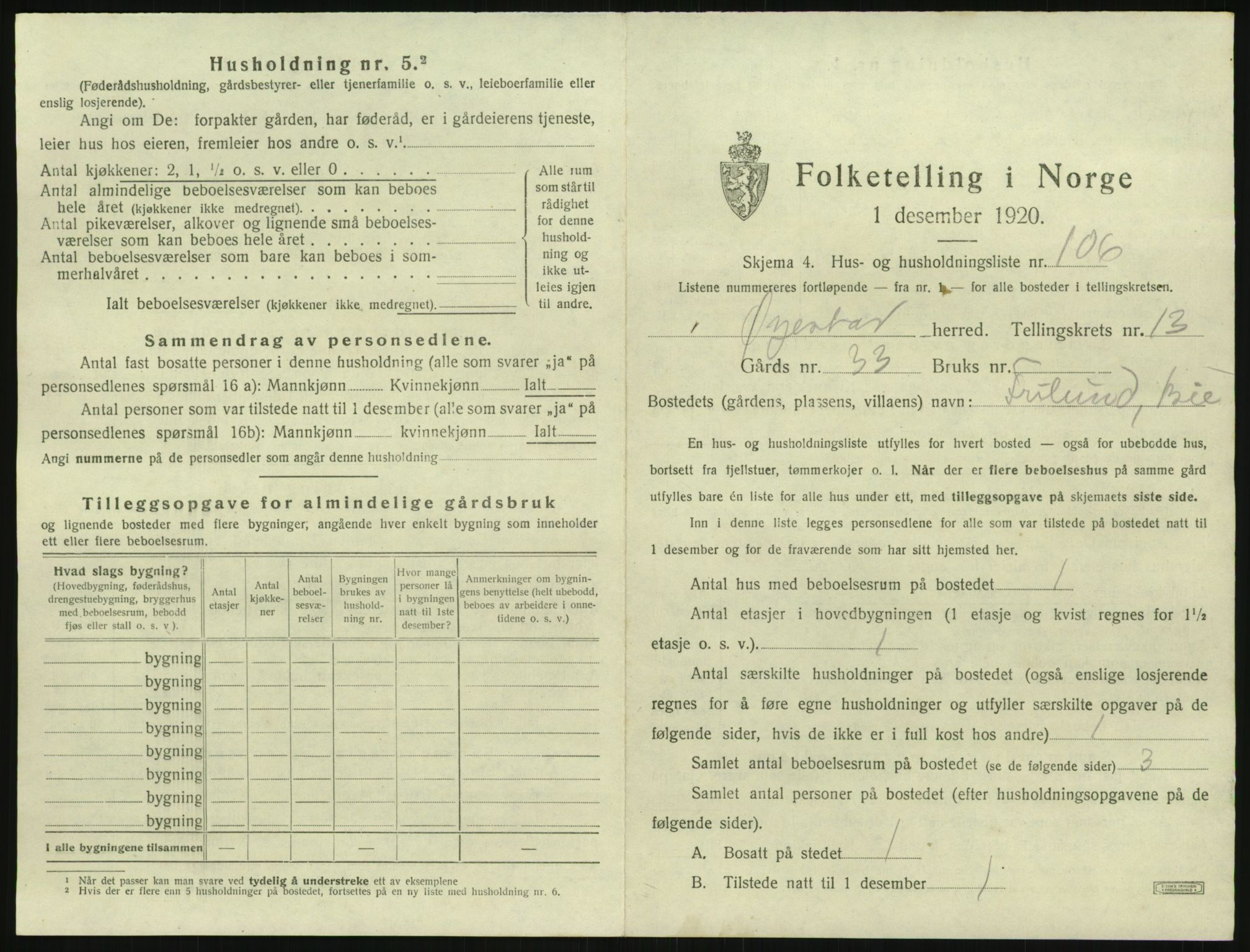 SAK, 1920 census for Øyestad, 1920, p. 1552