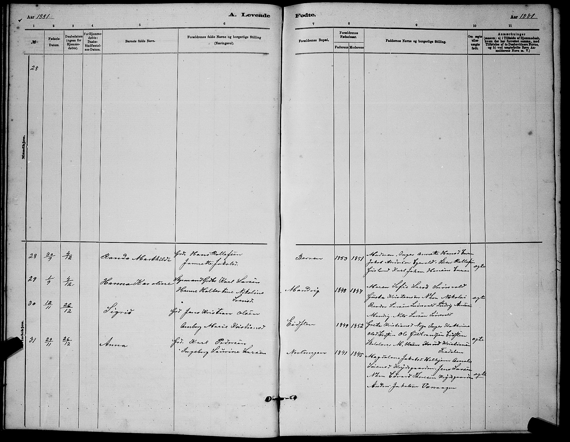 Brunlanes kirkebøker, AV/SAKO-A-342/G/Gb/L0002: Parish register (copy) no. II 2, 1878-1902