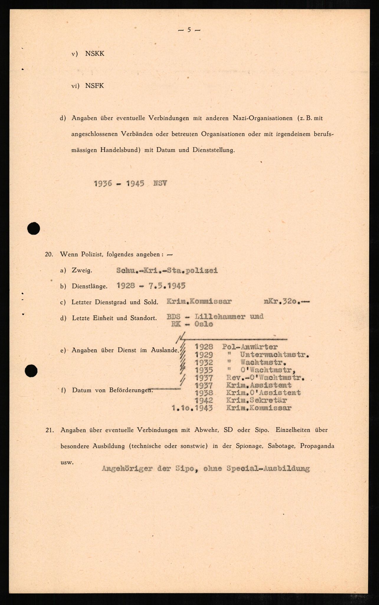 Forsvaret, Forsvarets overkommando II, AV/RA-RAFA-3915/D/Db/L0006: CI Questionaires. Tyske okkupasjonsstyrker i Norge. Tyskere., 1945-1946, p. 202