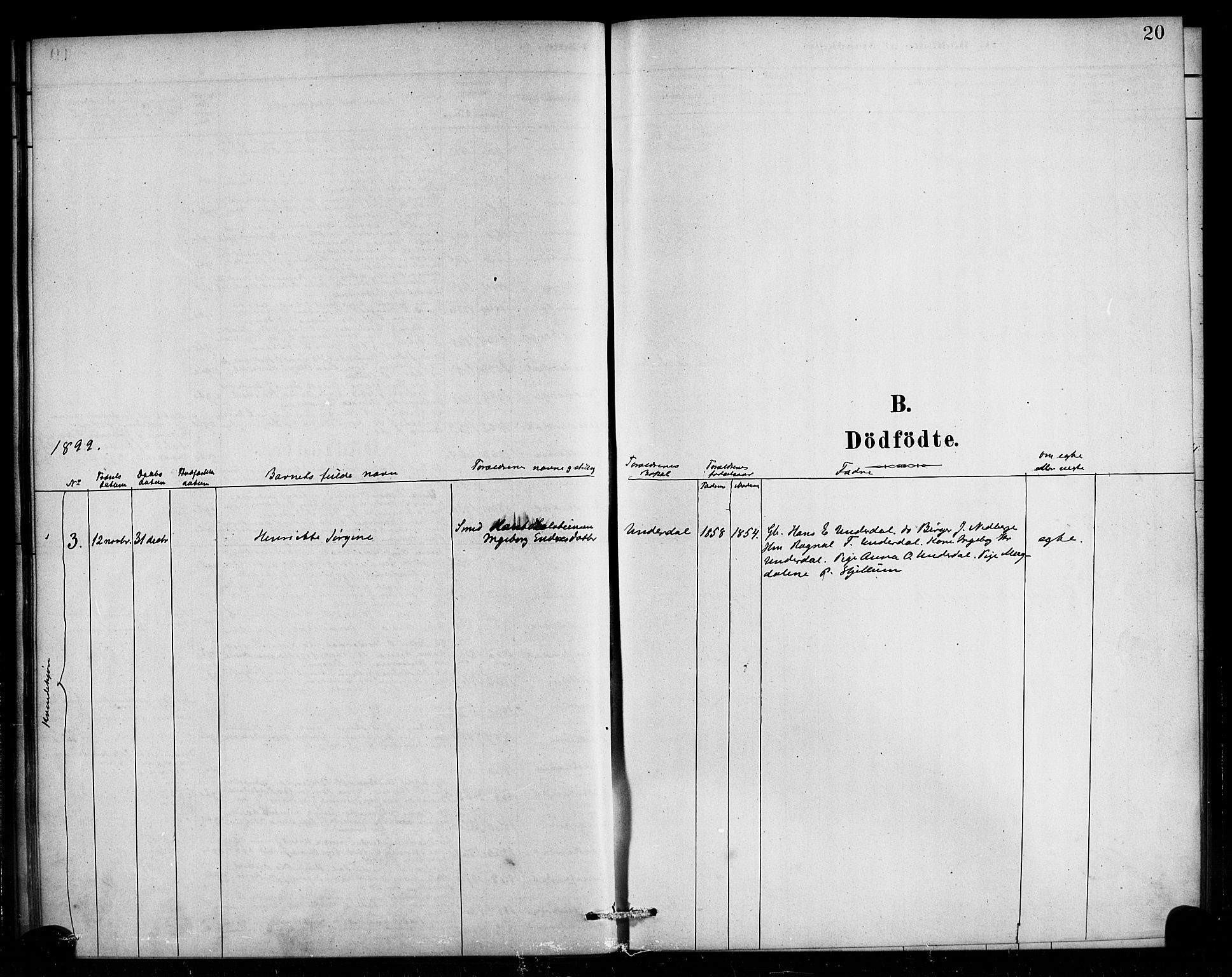 Aurland sokneprestembete, SAB/A-99937/H/Ha/Hae/L0001: Parish register (official) no. E 1, 1880-1907, p. 20