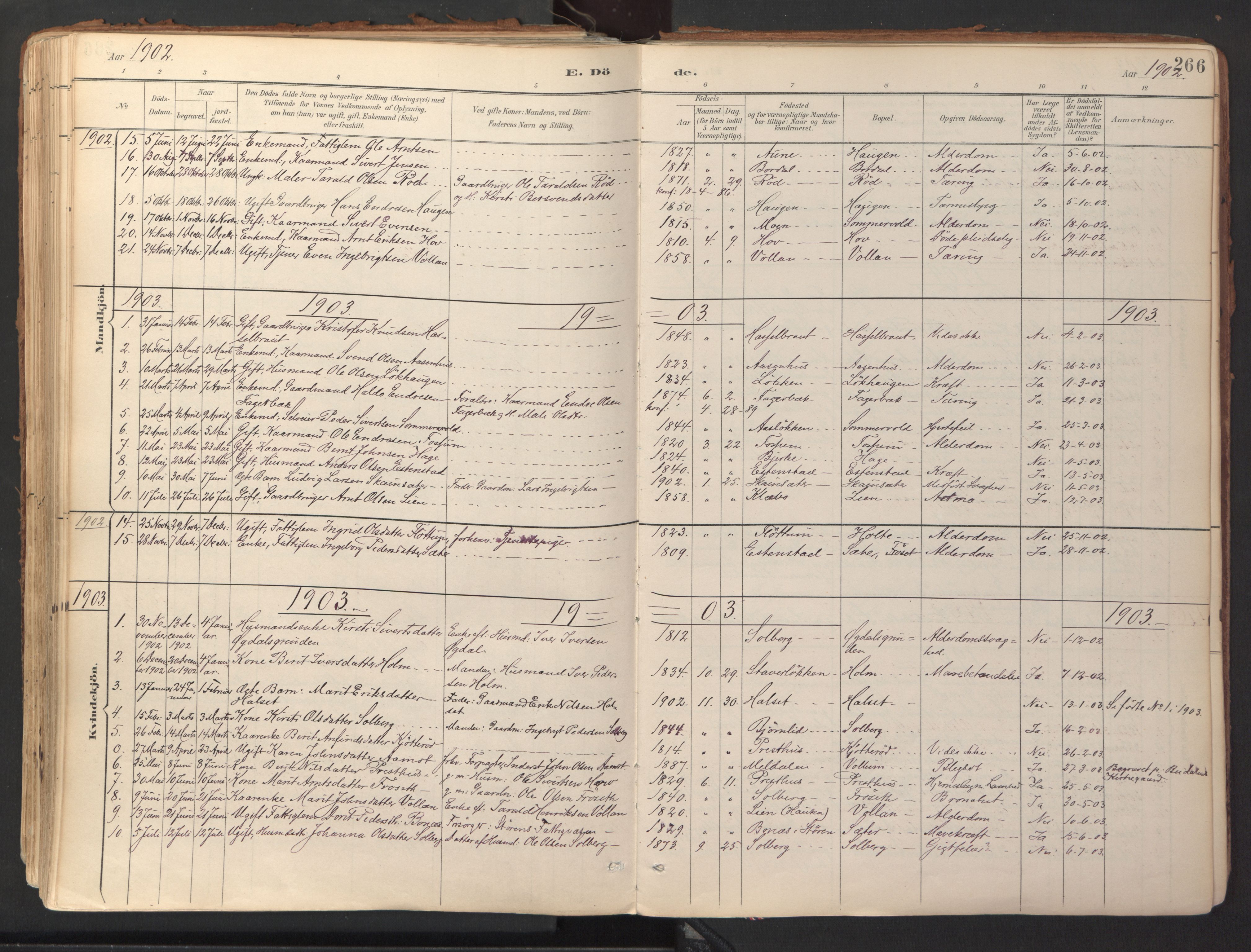Ministerialprotokoller, klokkerbøker og fødselsregistre - Sør-Trøndelag, SAT/A-1456/689/L1041: Parish register (official) no. 689A06, 1891-1923, p. 266