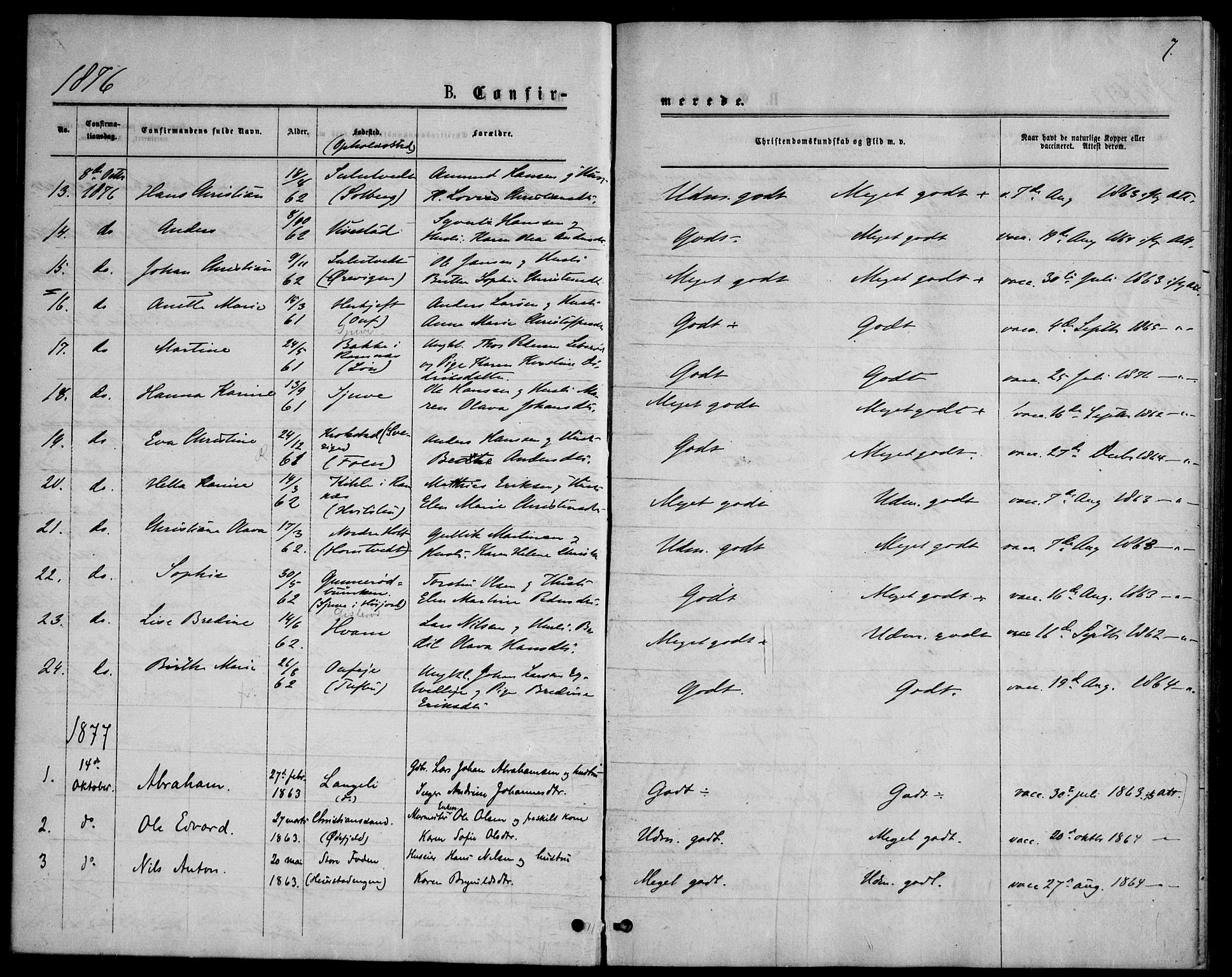 Ramnes kirkebøker, AV/SAKO-A-314/F/Fd/L0002: Curate's parish register no. IV 2, 1872-1886, p. 7