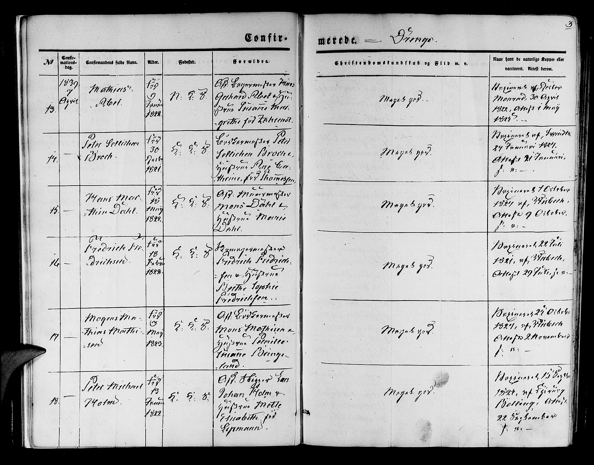 Korskirken sokneprestembete, AV/SAB-A-76101/H/Hab: Parish register (copy) no. C 1, 1839-1868, p. 3