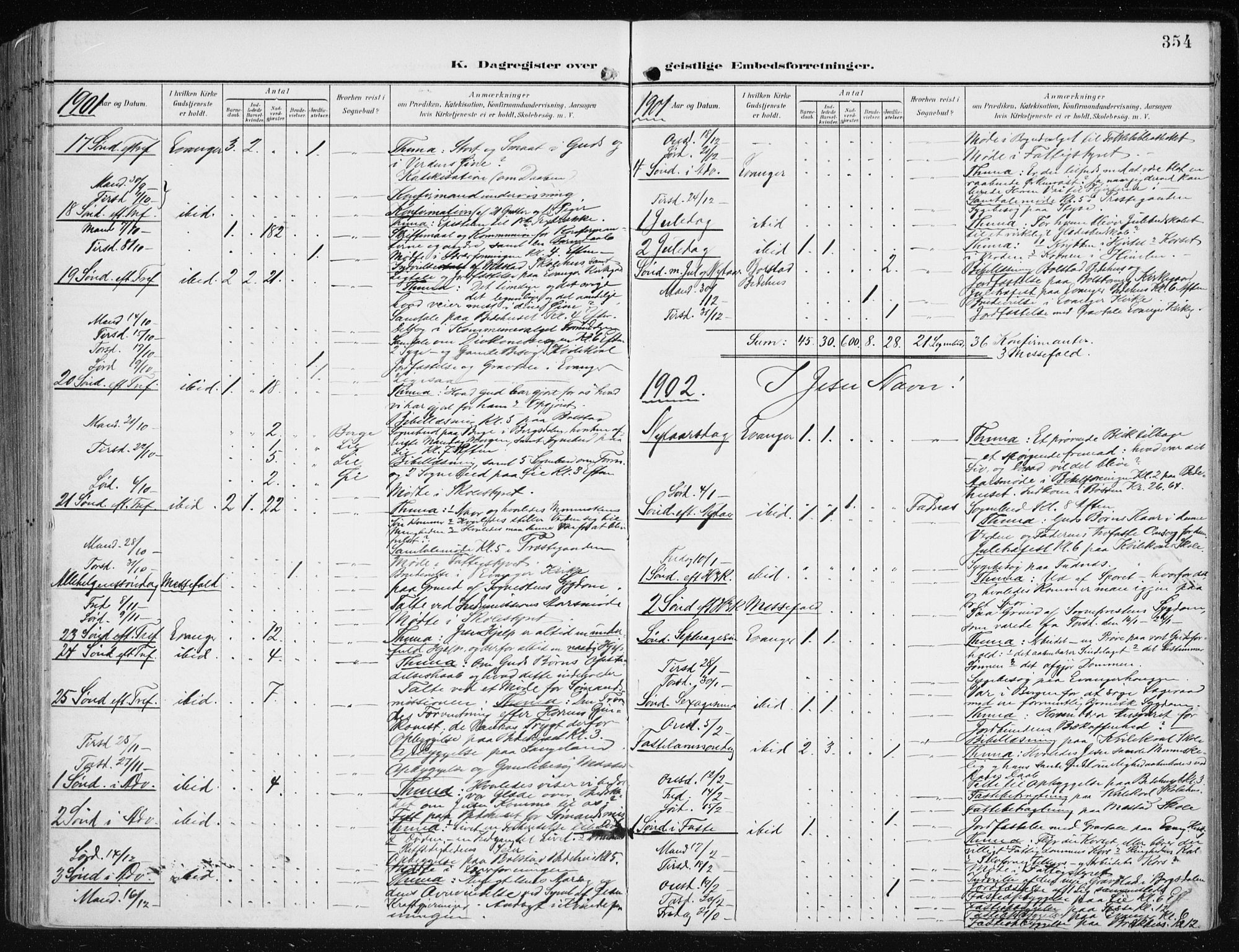Evanger sokneprestembete, SAB/A-99924: Parish register (official) no. A  3, 1900-1930, p. 354