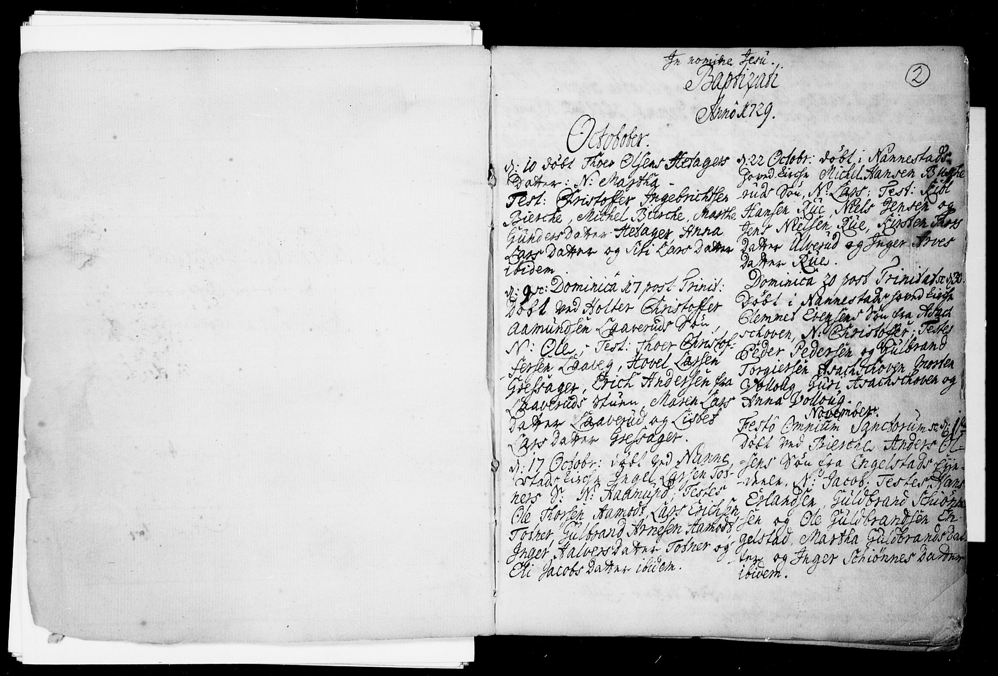 Nannestad prestekontor Kirkebøker, AV/SAO-A-10414a/F/Fa/L0005: Parish register (official) no. I 5, 1729-1738, p. 2