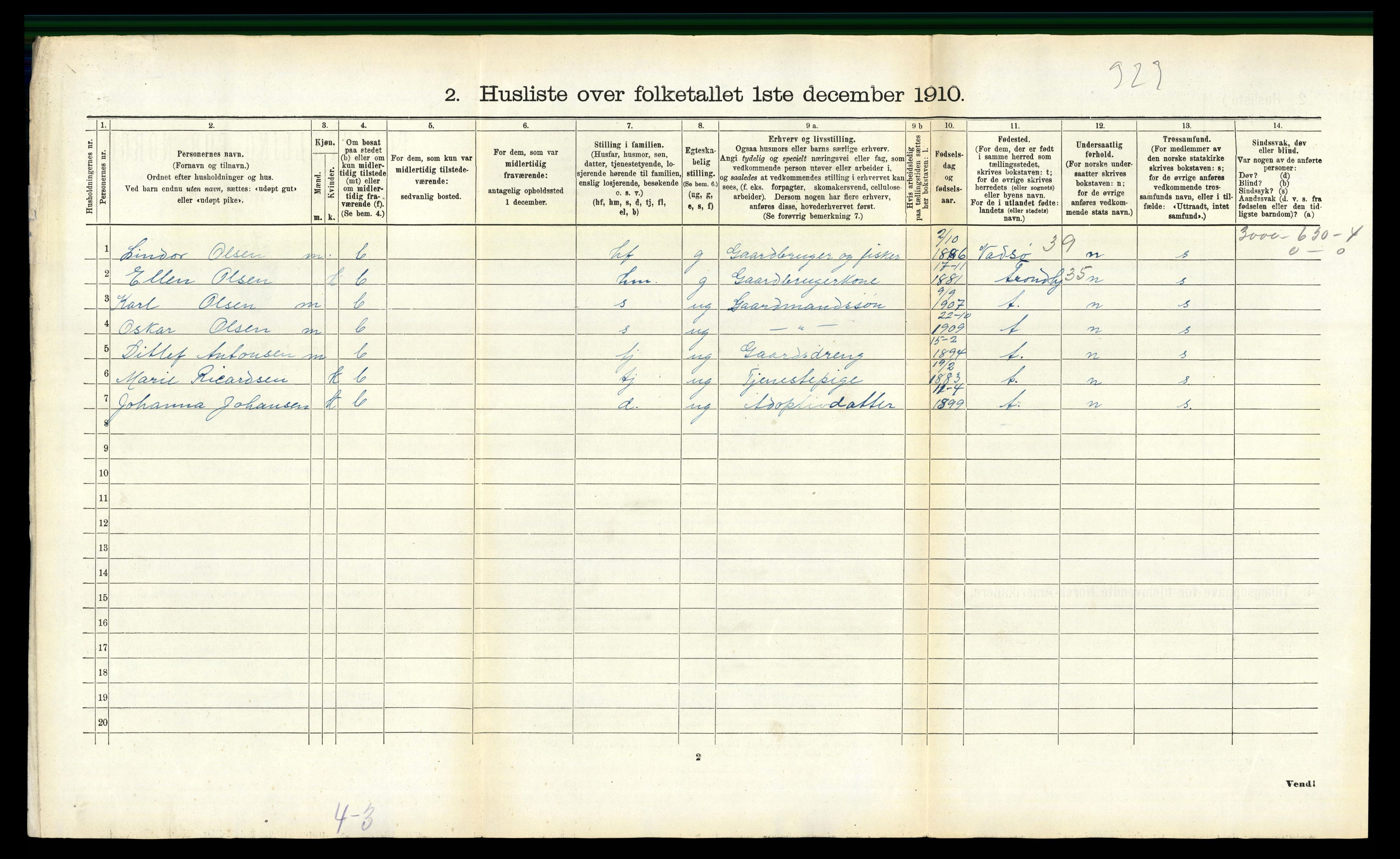 RA, 1910 census for Meløy, 1910, p. 839