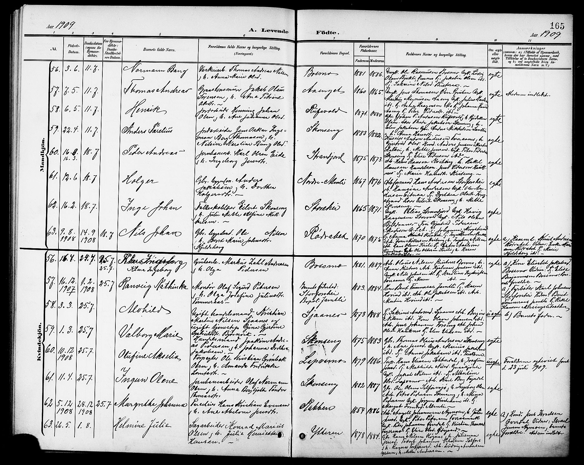 Ministerialprotokoller, klokkerbøker og fødselsregistre - Nordland, AV/SAT-A-1459/827/L0422: Parish register (copy) no. 827C11, 1899-1912, p. 165