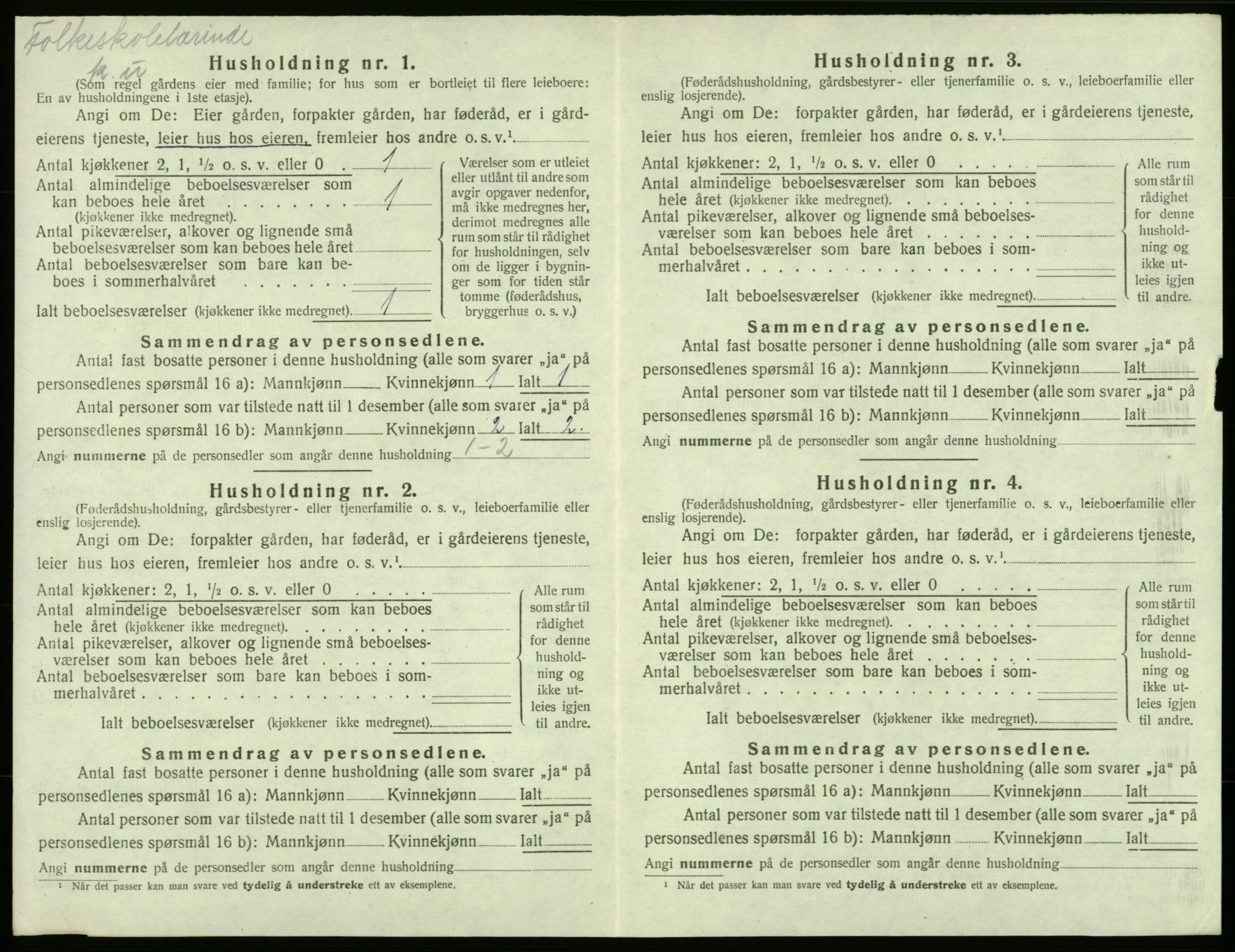 SAB, 1920 census for Bremnes, 1920, p. 479