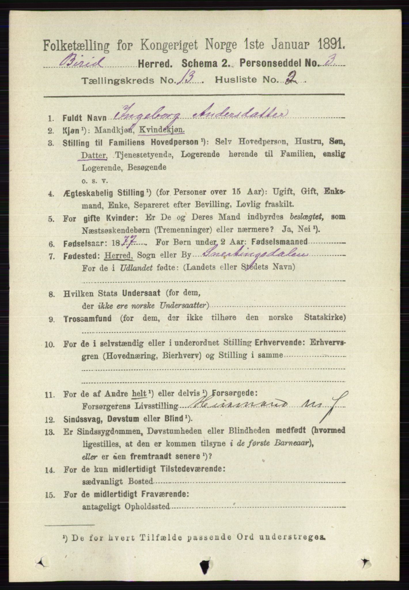 RA, 1891 census for 0525 Biri, 1891, p. 5325