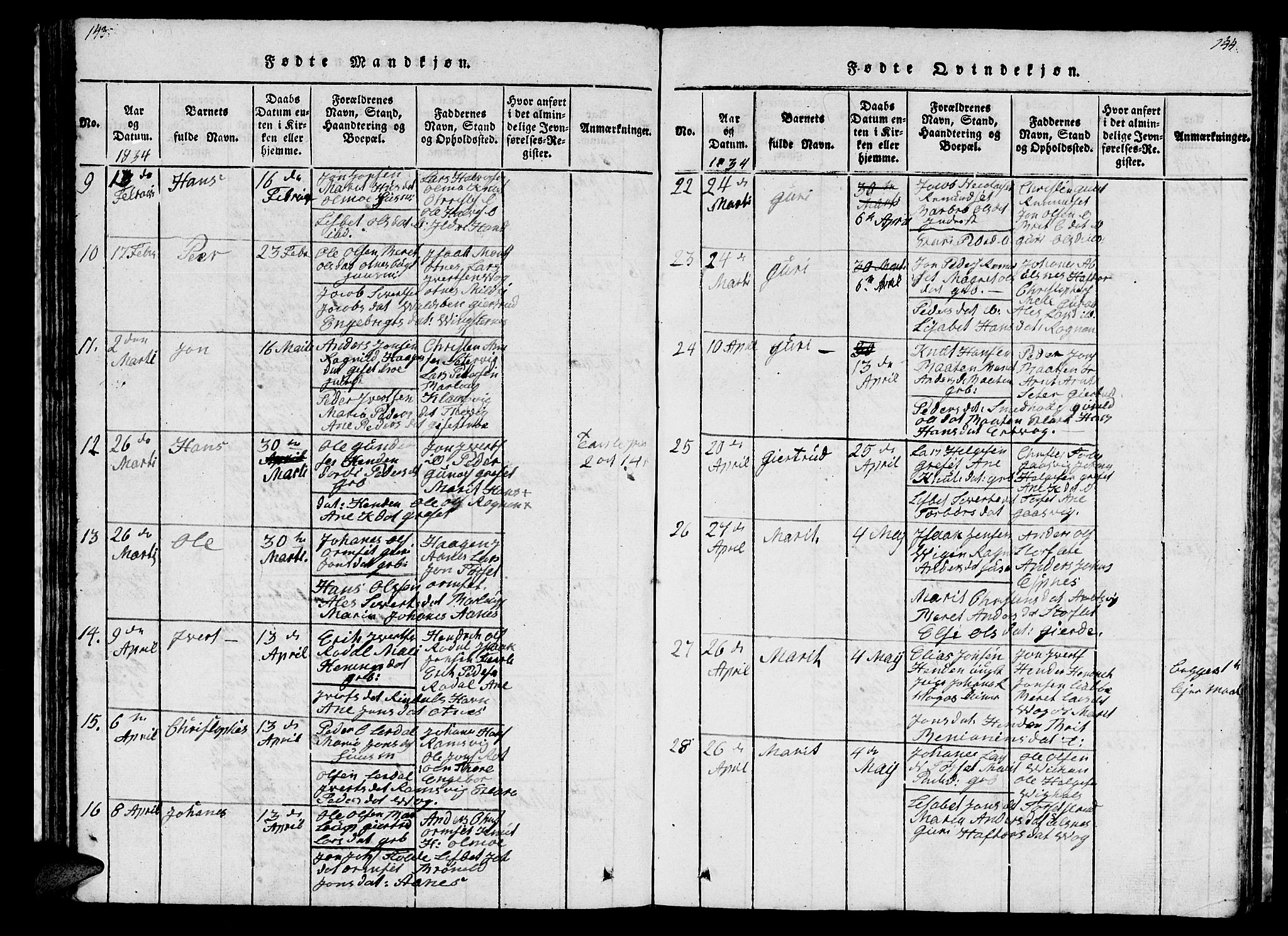 Ministerialprotokoller, klokkerbøker og fødselsregistre - Møre og Romsdal, AV/SAT-A-1454/578/L0908: Parish register (copy) no. 578C01, 1819-1837, p. 143-144