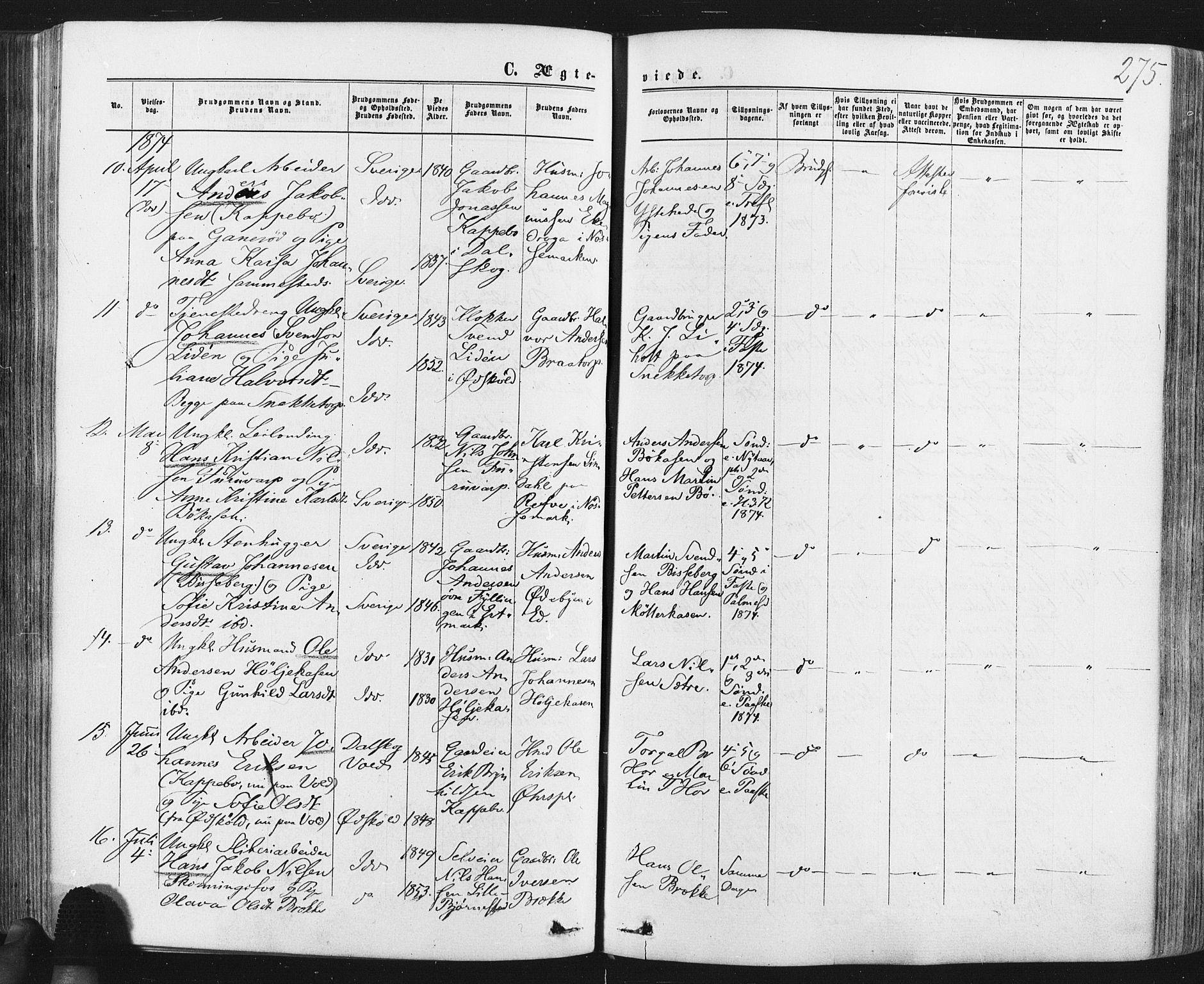 Idd prestekontor Kirkebøker, AV/SAO-A-10911/F/Fc/L0005: Parish register (official) no. III 5, 1861-1877, p. 275