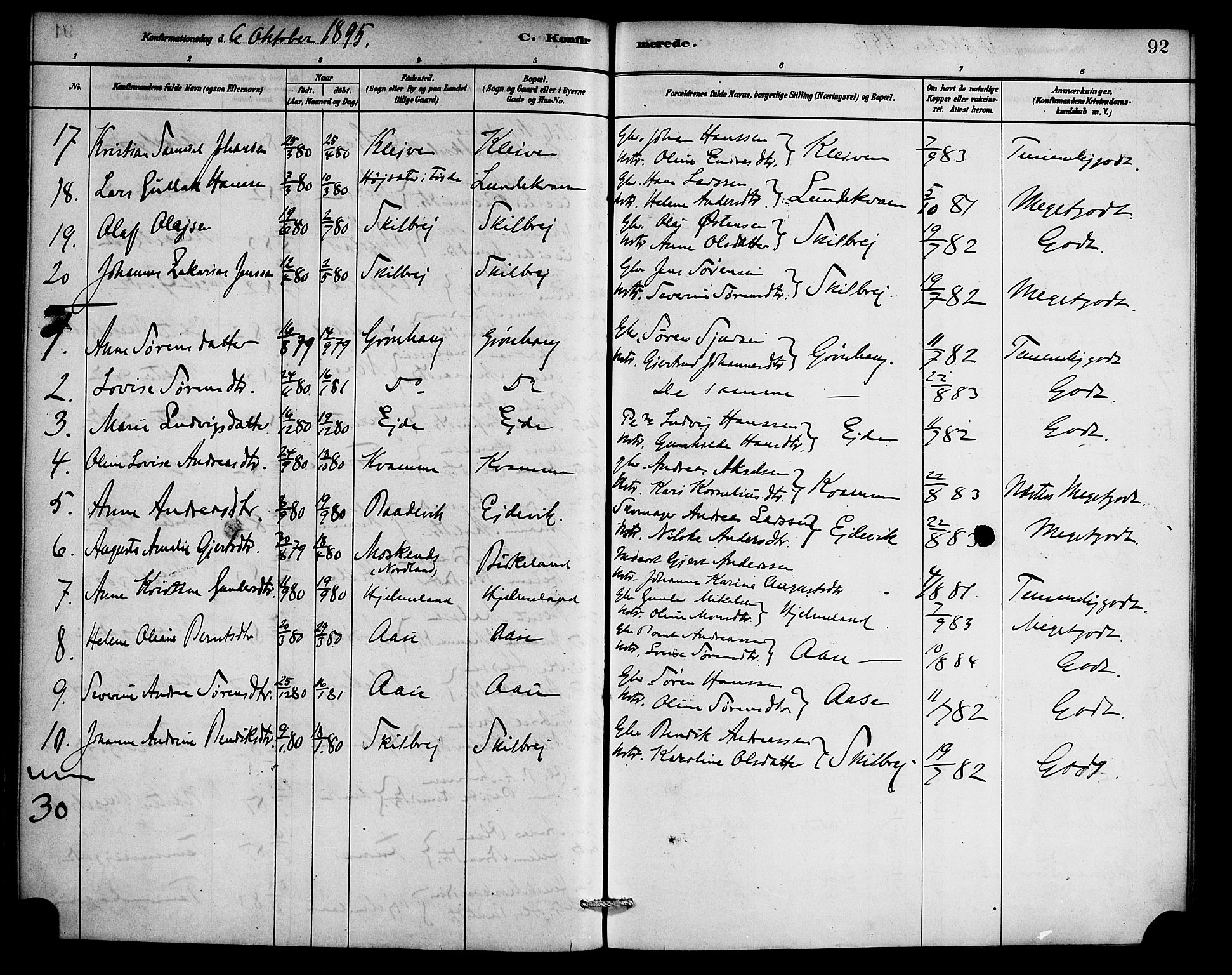 Gaular sokneprestembete, SAB/A-80001/H/Haa: Parish register (official) no. C 1, 1882-1897, p. 92