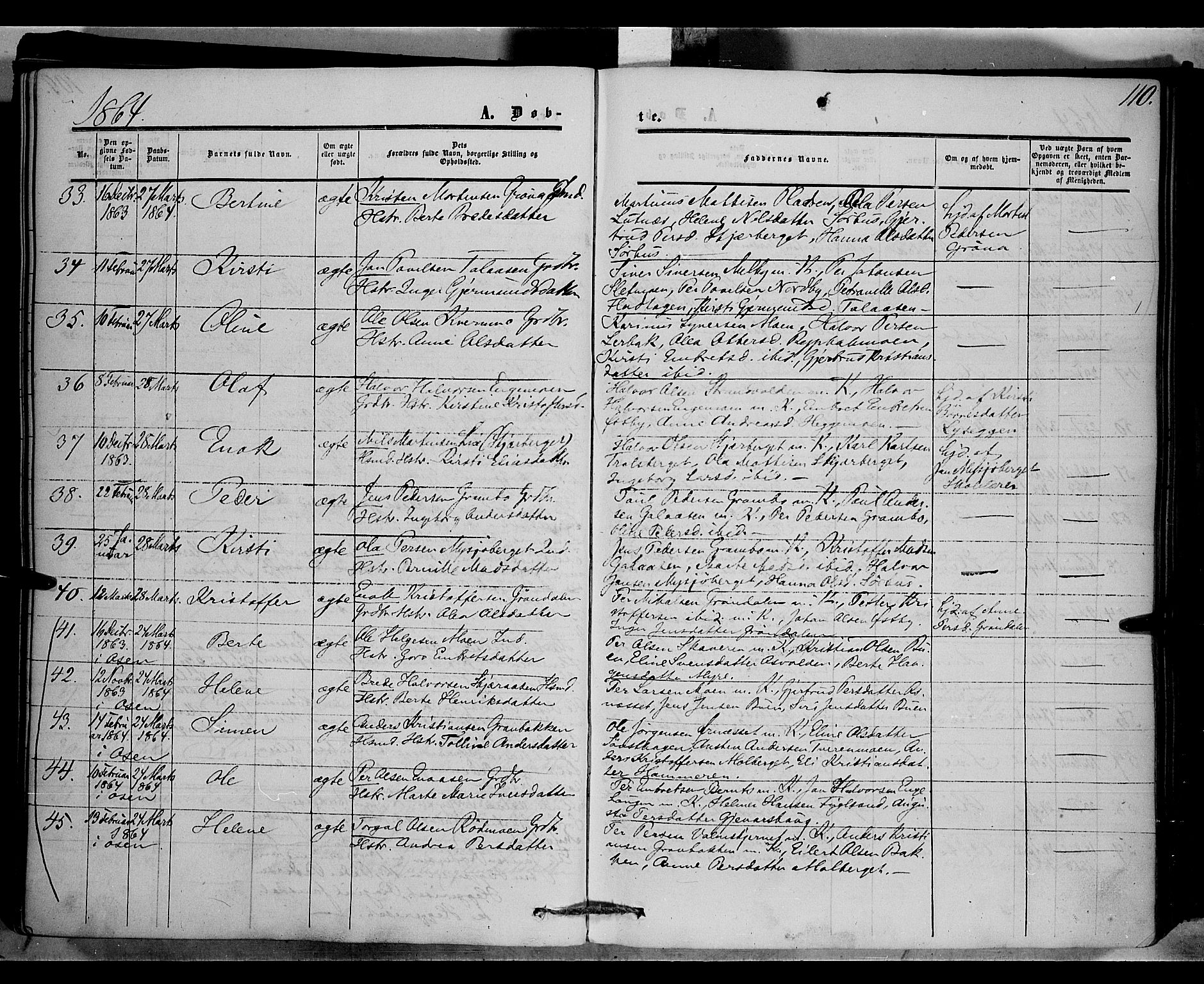 Trysil prestekontor, AV/SAH-PREST-046/H/Ha/Haa/L0005: Parish register (official) no. 5, 1851-1865, p. 110