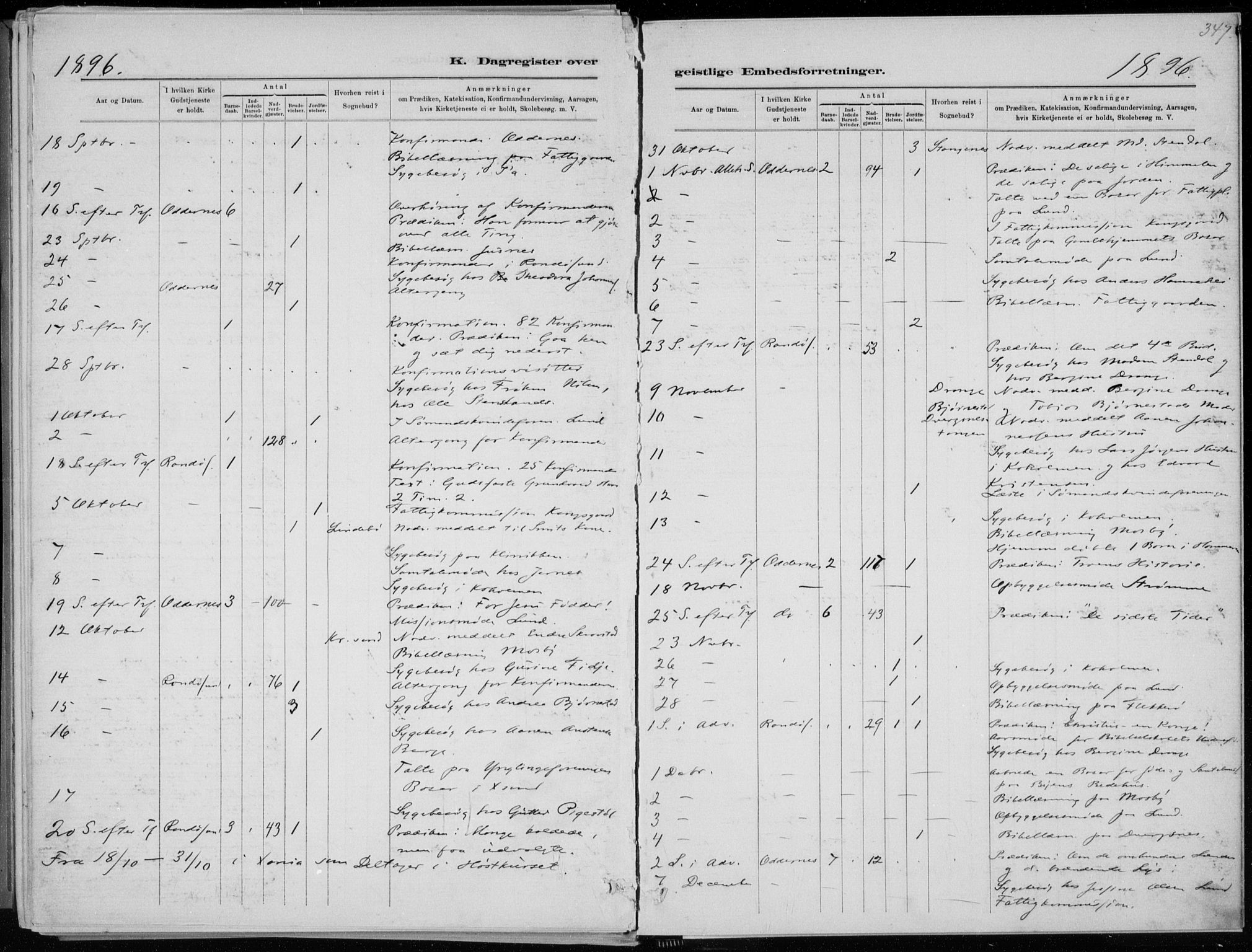 Oddernes sokneprestkontor, AV/SAK-1111-0033/F/Fa/Faa/L0009: Parish register (official) no. A 9, 1884-1896, p. 347