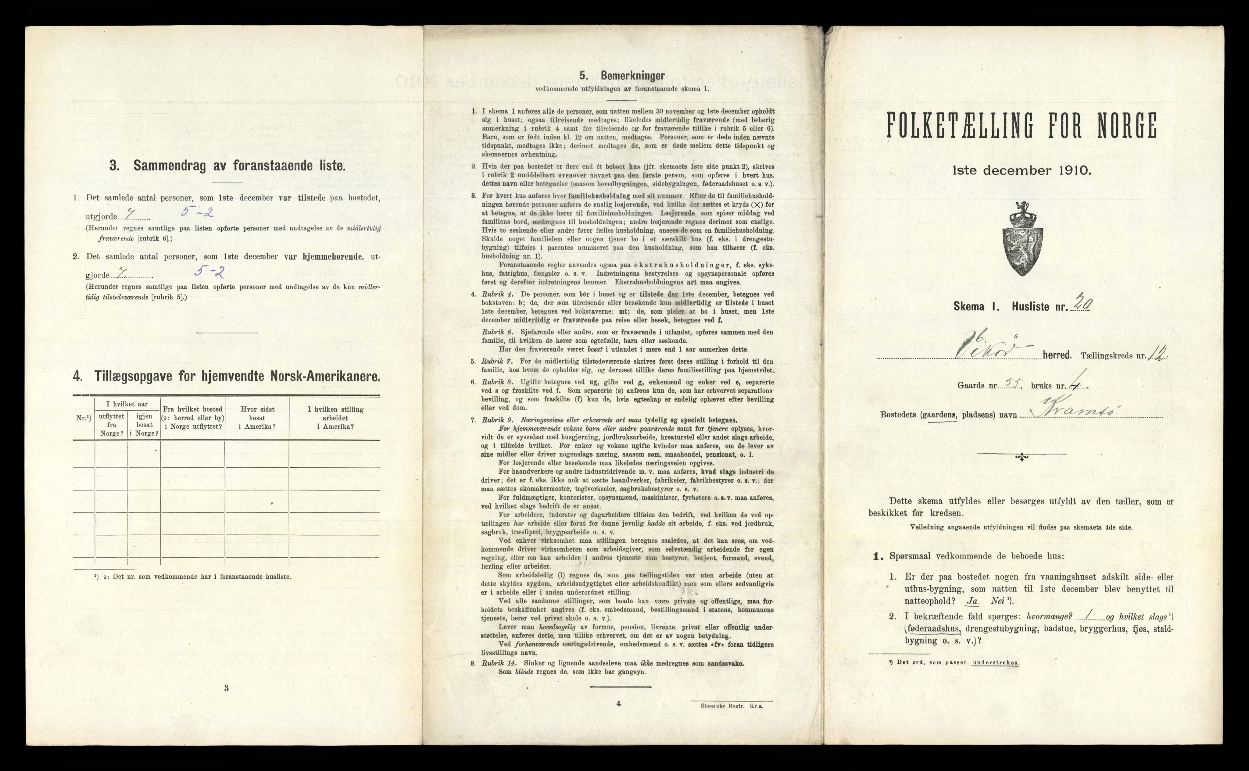 RA, 1910 census for Kvam, 1910, p. 997