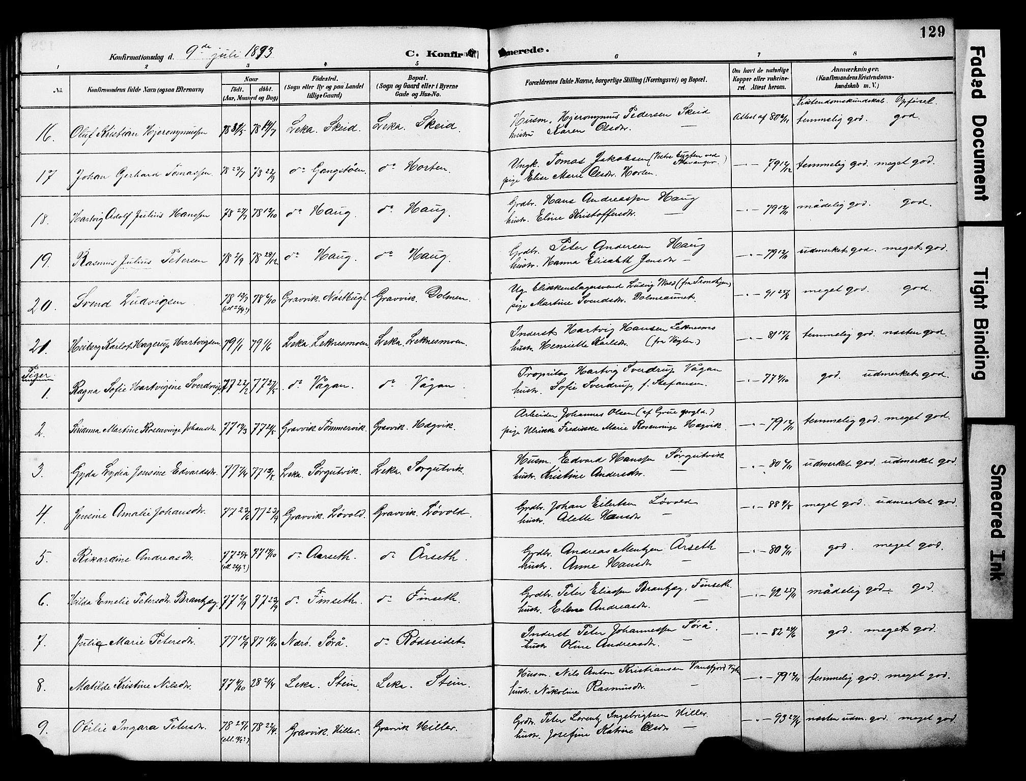 Ministerialprotokoller, klokkerbøker og fødselsregistre - Nord-Trøndelag, AV/SAT-A-1458/788/L0701: Parish register (copy) no. 788C01, 1888-1913, p. 129