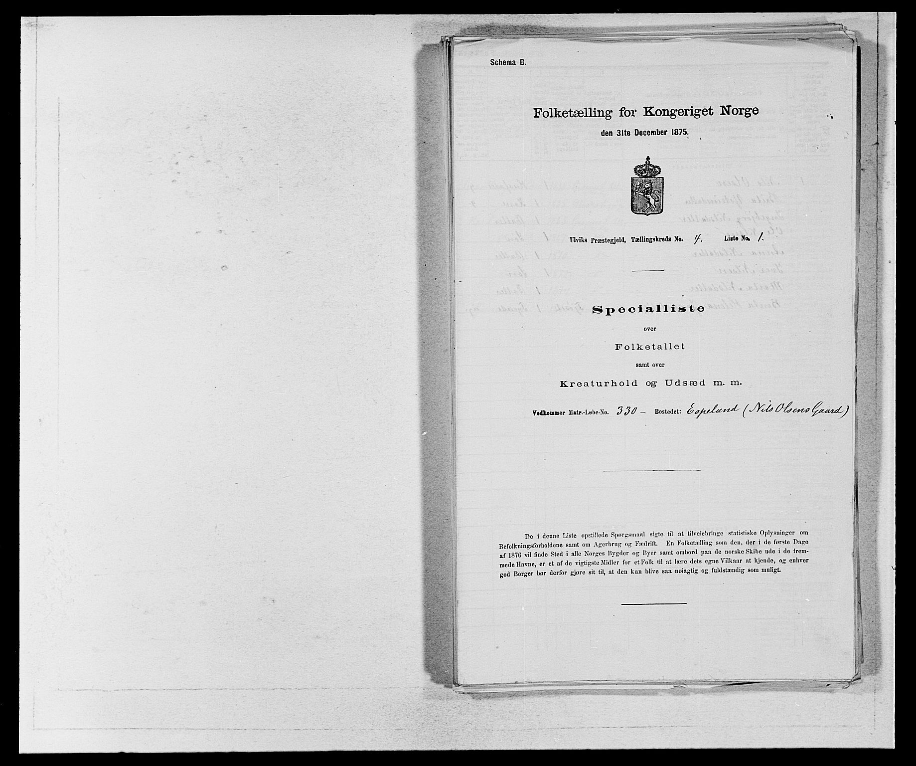 SAB, 1875 census for 1233P Ulvik, 1875, p. 620