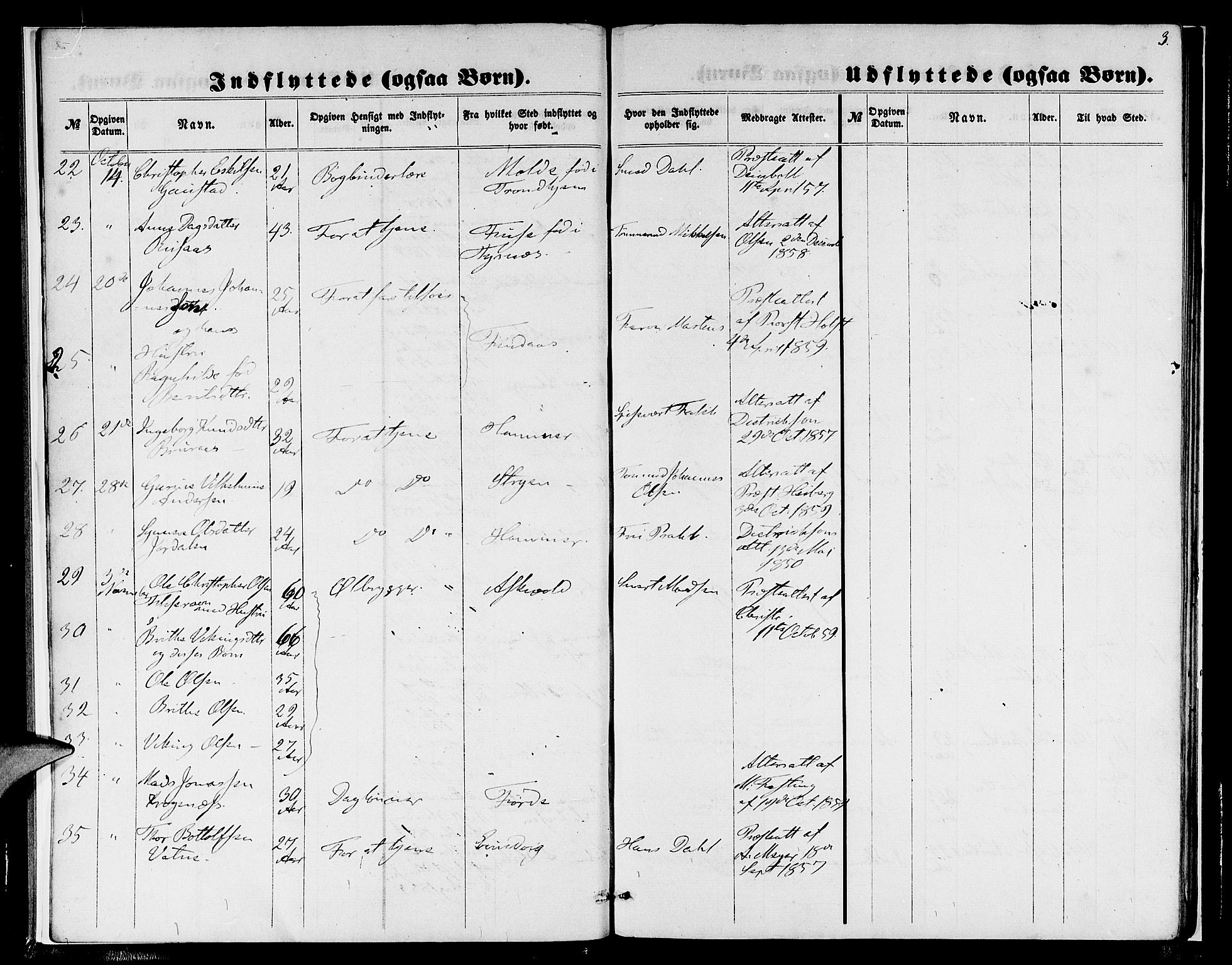 Nykirken Sokneprestembete, SAB/A-77101/H/Hab: Parish register (copy) no. F 2, 1859-1886, p. 3