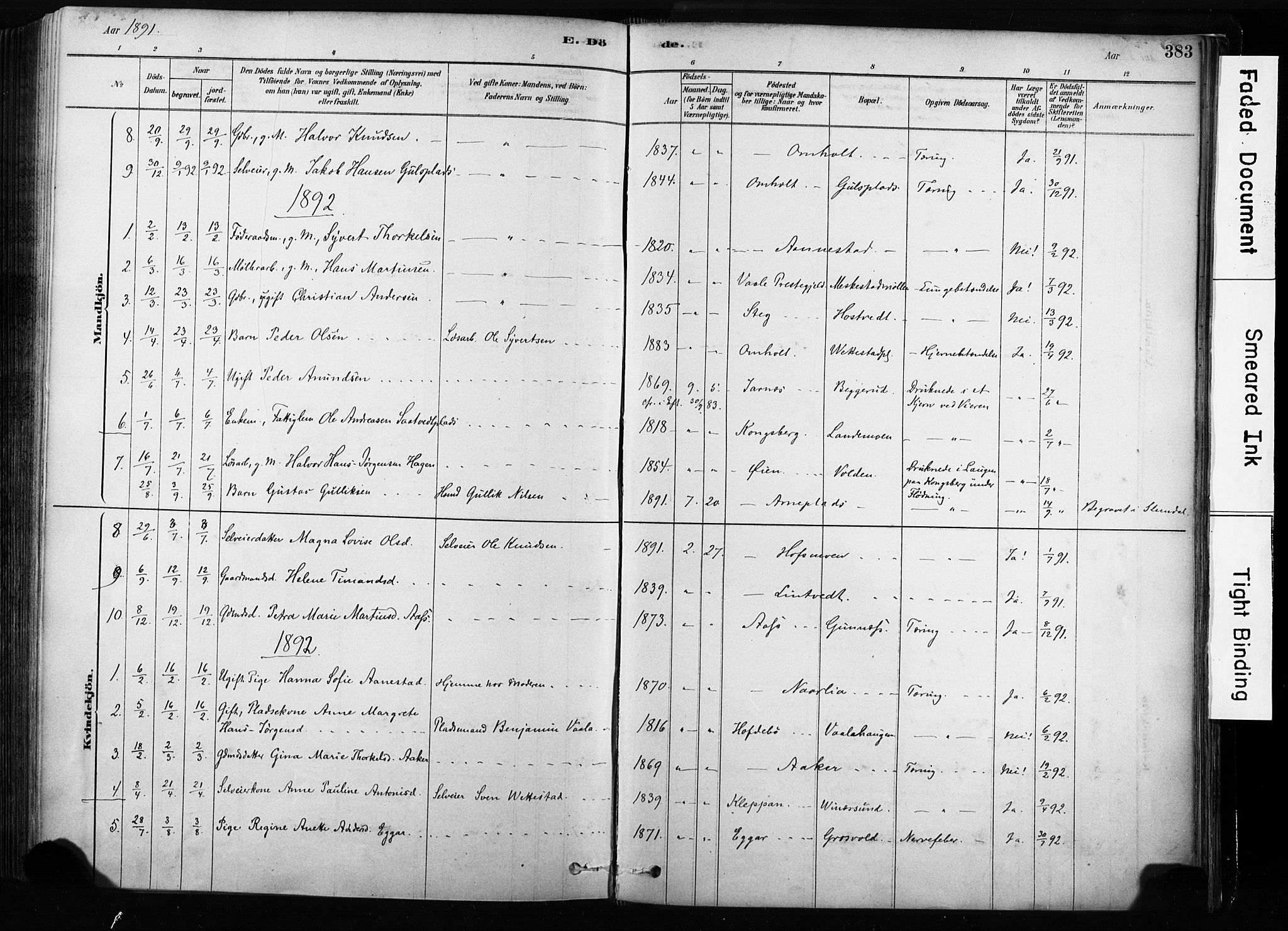 Sandsvær kirkebøker, SAKO/A-244/F/Fb/L0001: Parish register (official) no. II 1, 1878-1906, p. 383